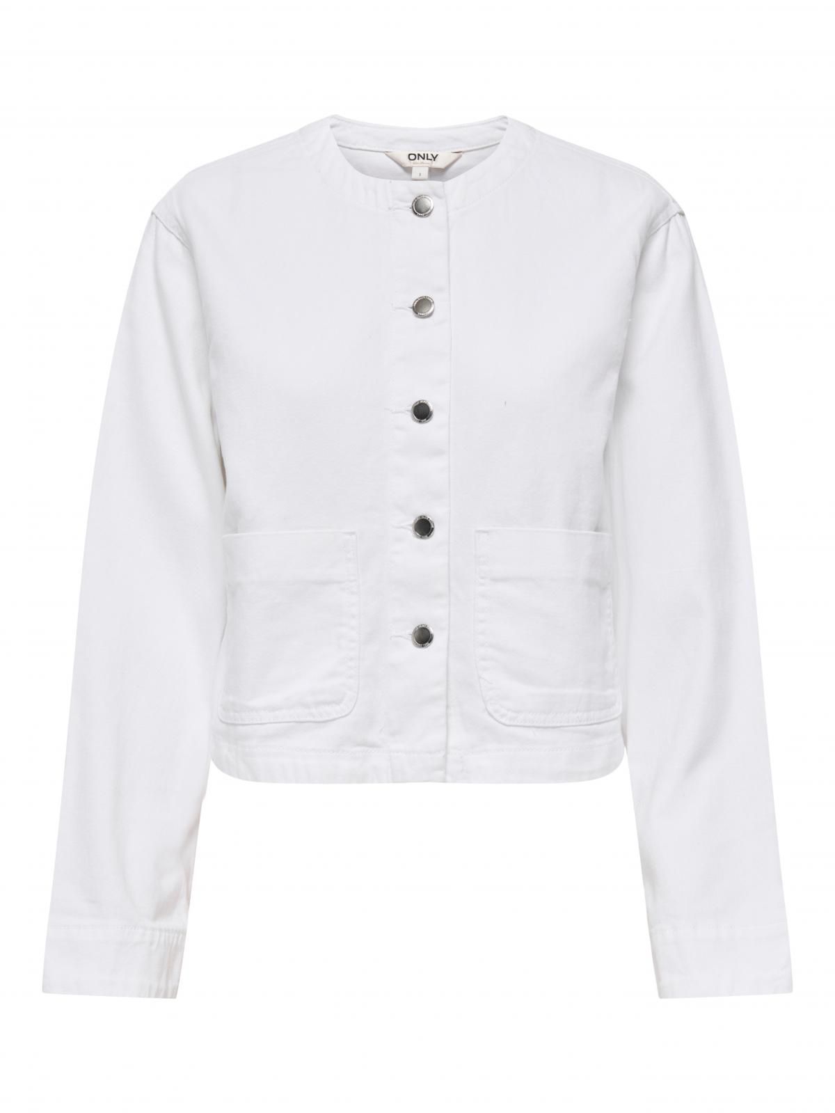 온리 화이트 라운드넥 데님 재킷 15357224_2107 WHITE / WHITE DENIM - 상세 이미지 3