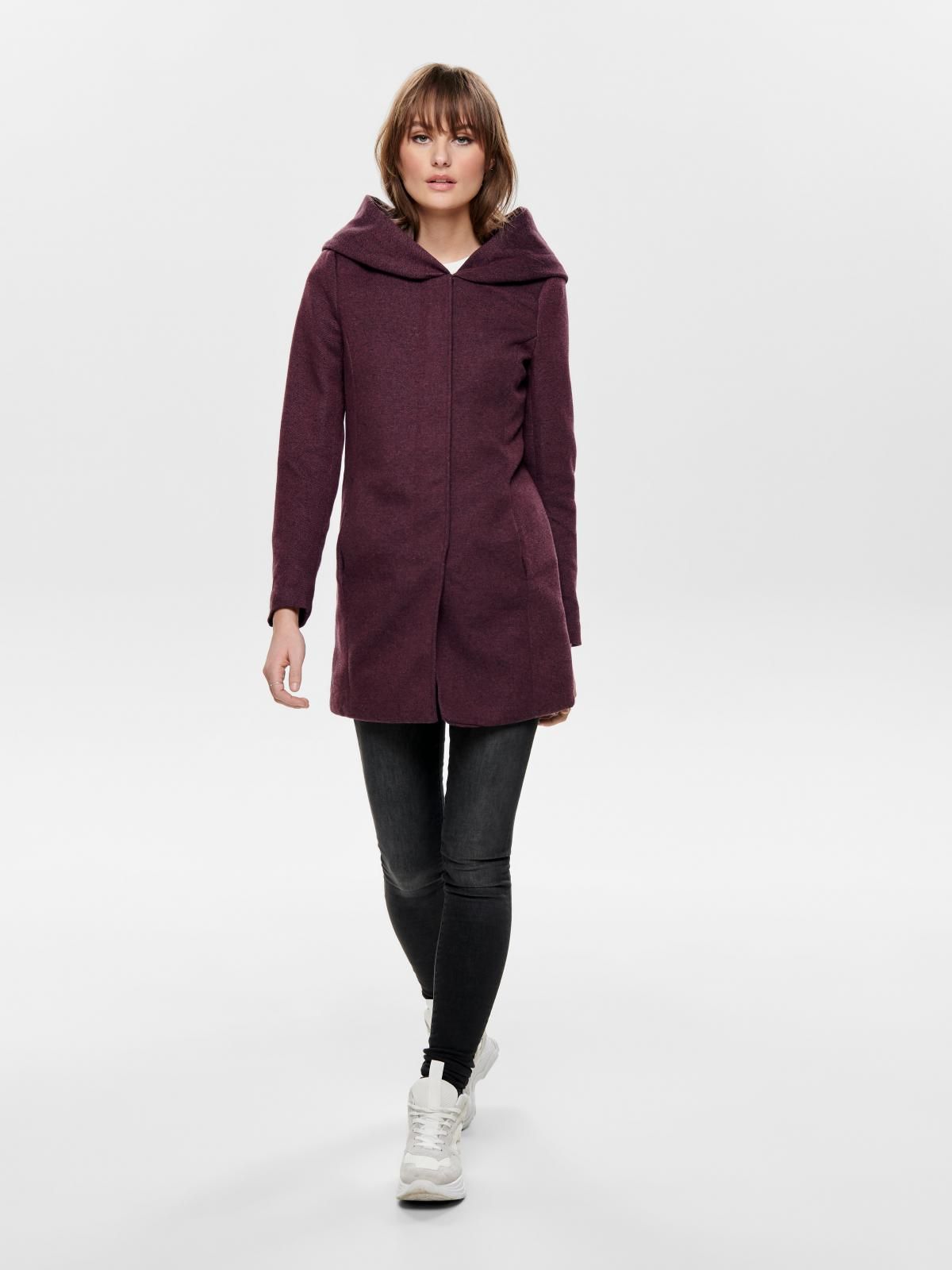 온리 버건디 후드 롱코트 15142911_1012_594507 PURPLE / CHOCOLATE TRUFFLE - 상세 이미지 5