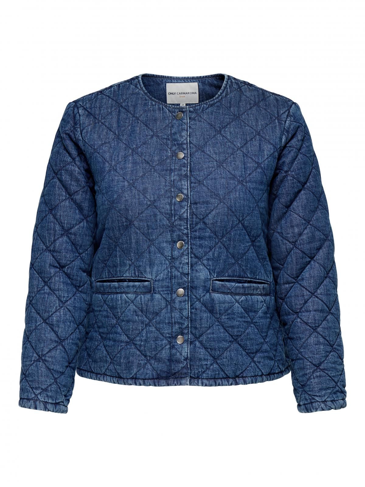 온리 테크니컬 데님 퀼팅 라운드넥 재킷 15355468_2115 BLUE / MEDIUM BLUE DENIM - 상세 이미지 3