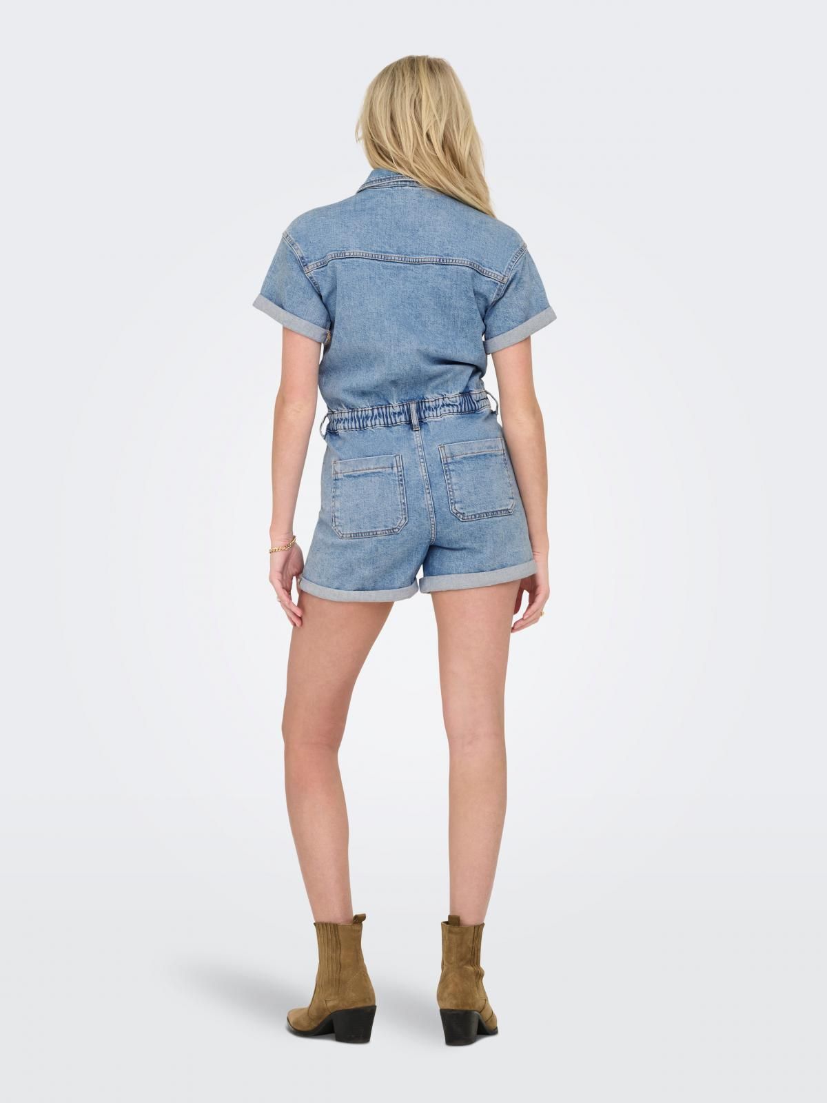 온리 트렌디 데님 반팔 점프수트 15344704_2116 BLUE / LIGHT BLUE DENIM - 상세 이미지 2