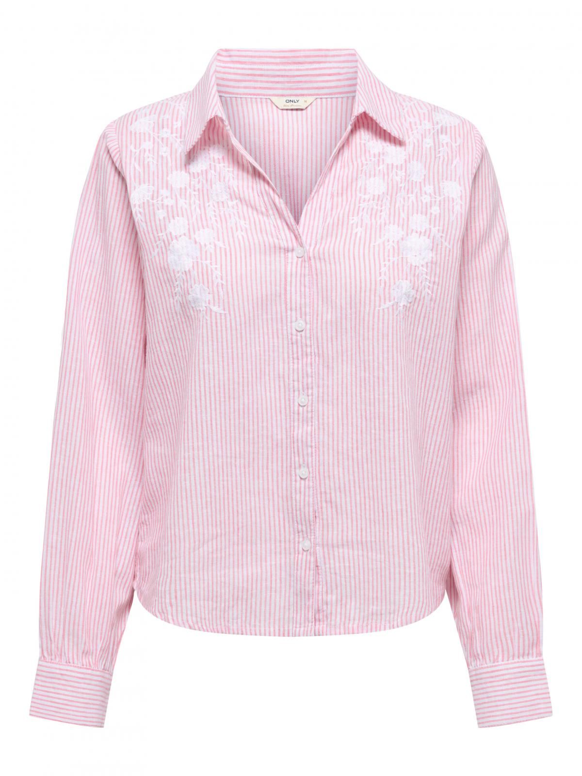온리 자수 스트라이프 긴팔 셔츠 15368794_808_1252453 PURPLE / PINK LADY - 상세 이미지 3