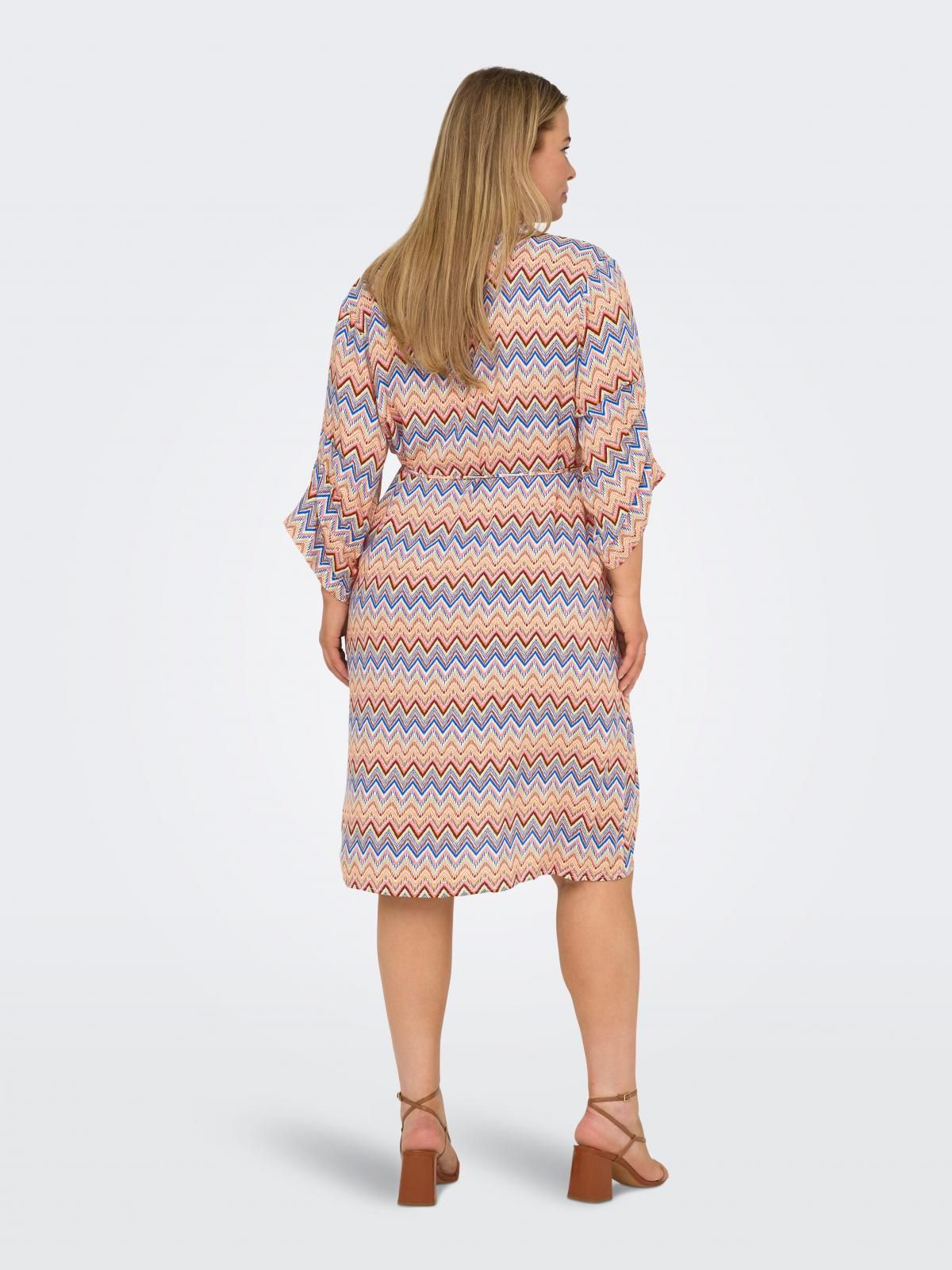 온리 빅사이즈 패턴 브이넥 미디 원피스 15346954_603_1181090 ORANGE / COPPER TAN - 상세 이미지 2
