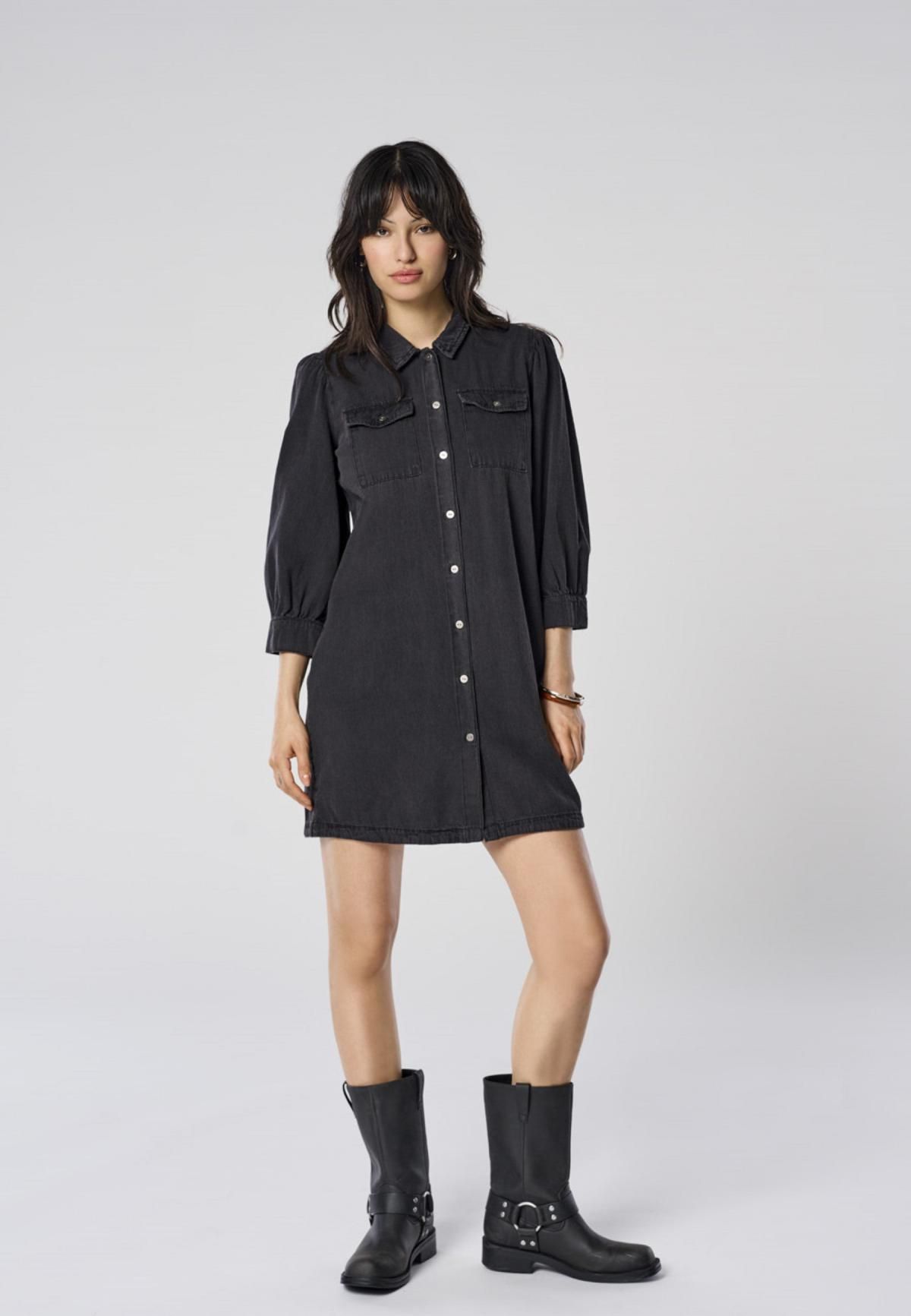 온리 데님 테크니컬 미니 셔츠 원피스 블랙 15227104_8183 BLACK / WASHED BLACK - 상세 이미지 2