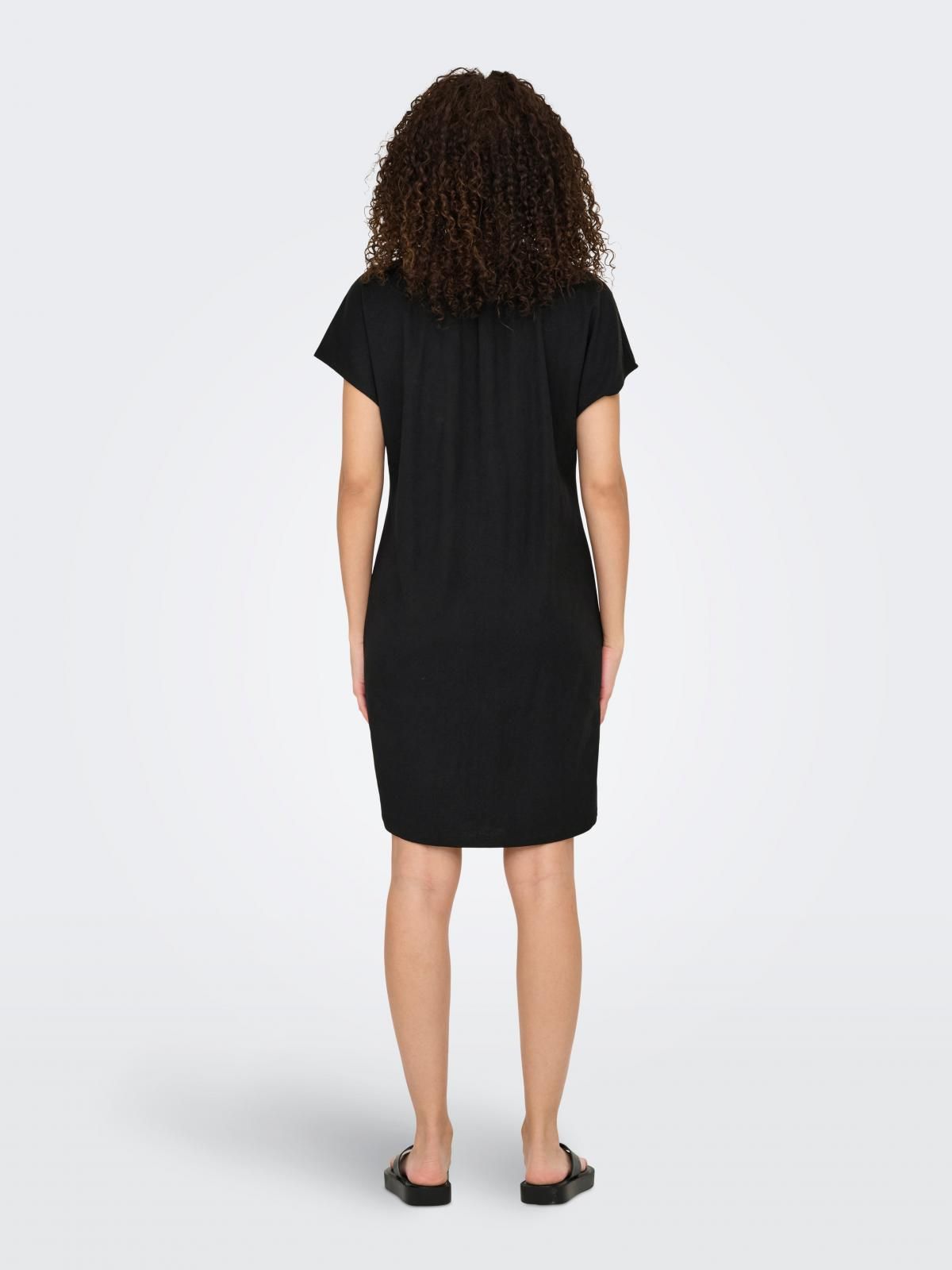 온리 와플 미디 브이넥 원피스 15351683_2161 BLACK / BLACK - 상세 이미지 2
