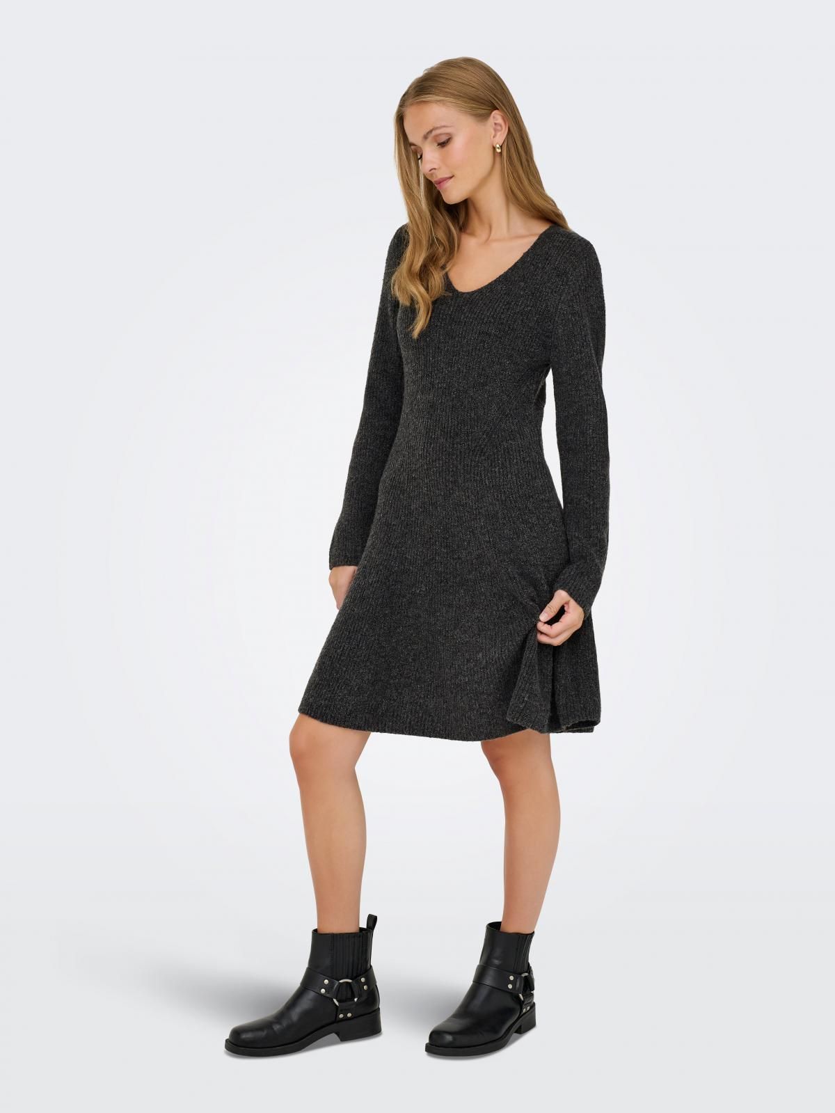 제이디와이 브이넥 니트 미니 원피스 15355469_2383 GREY / DARK GREY MELANGE - 상품 이미지