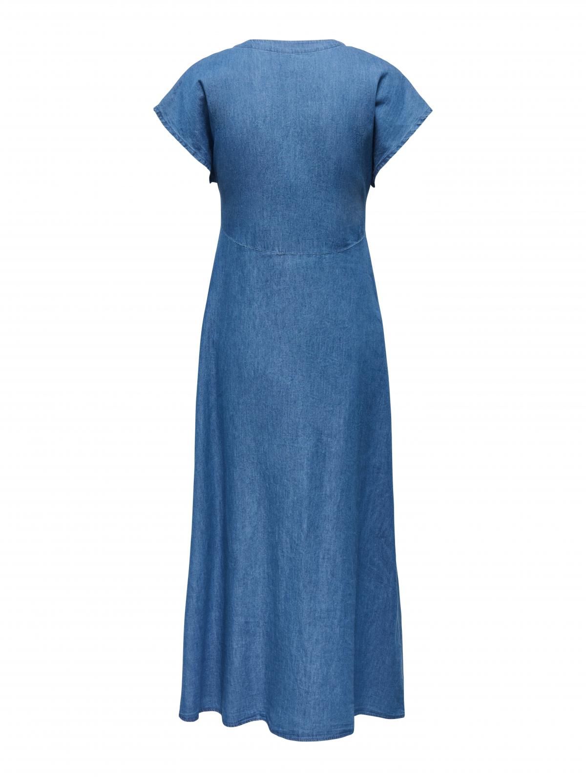온리 데님 롱 브이넥 버튼 원피스 15358776_2115 BLUE / MEDIUM BLUE DENIM - 상세 이미지 4