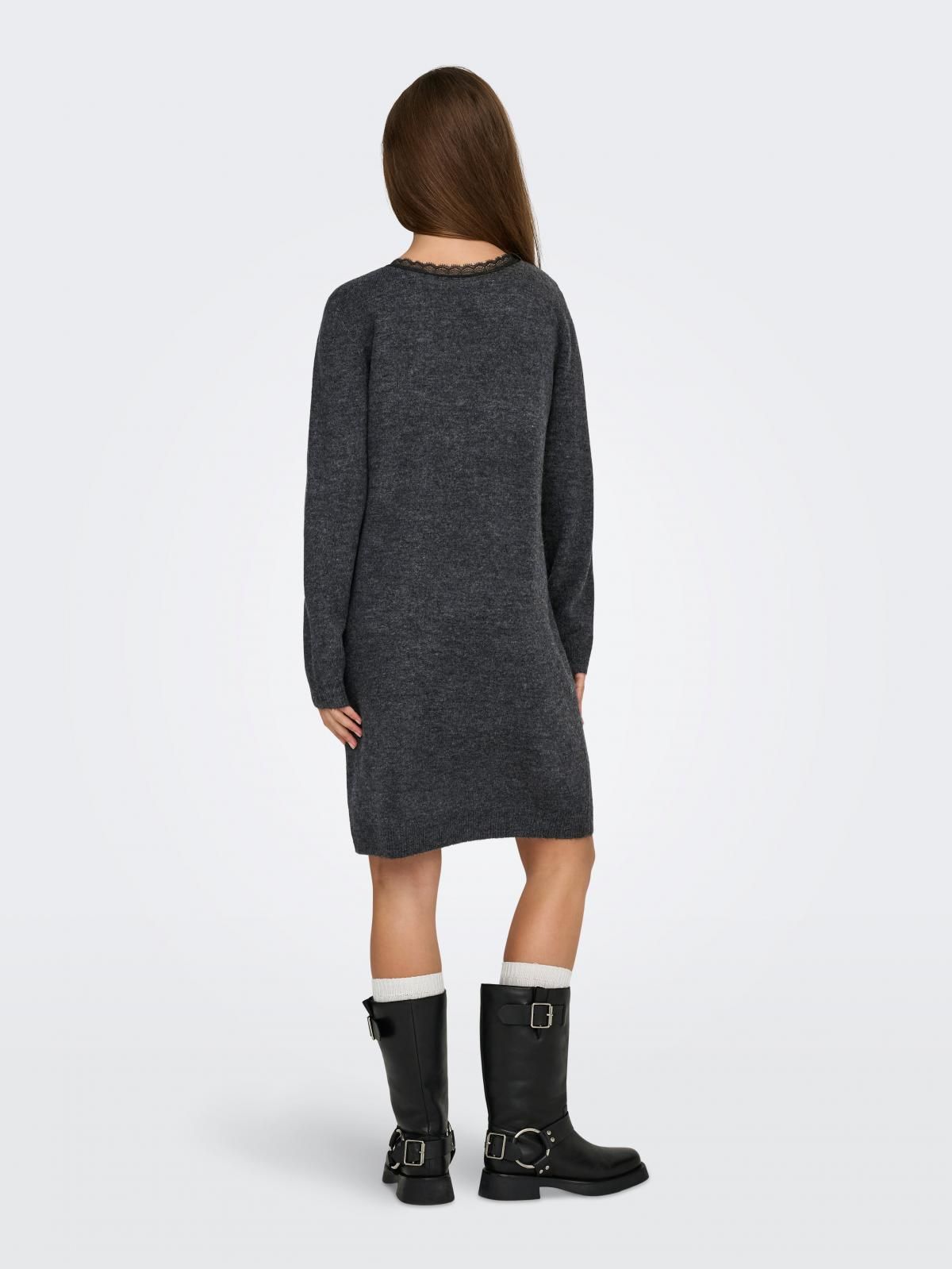 온리 테크니컬 니트 브이넥 미디 원피스 15358612_2383_1224806 GREY / DARK GREY MELANGE - 상세 이미지 2