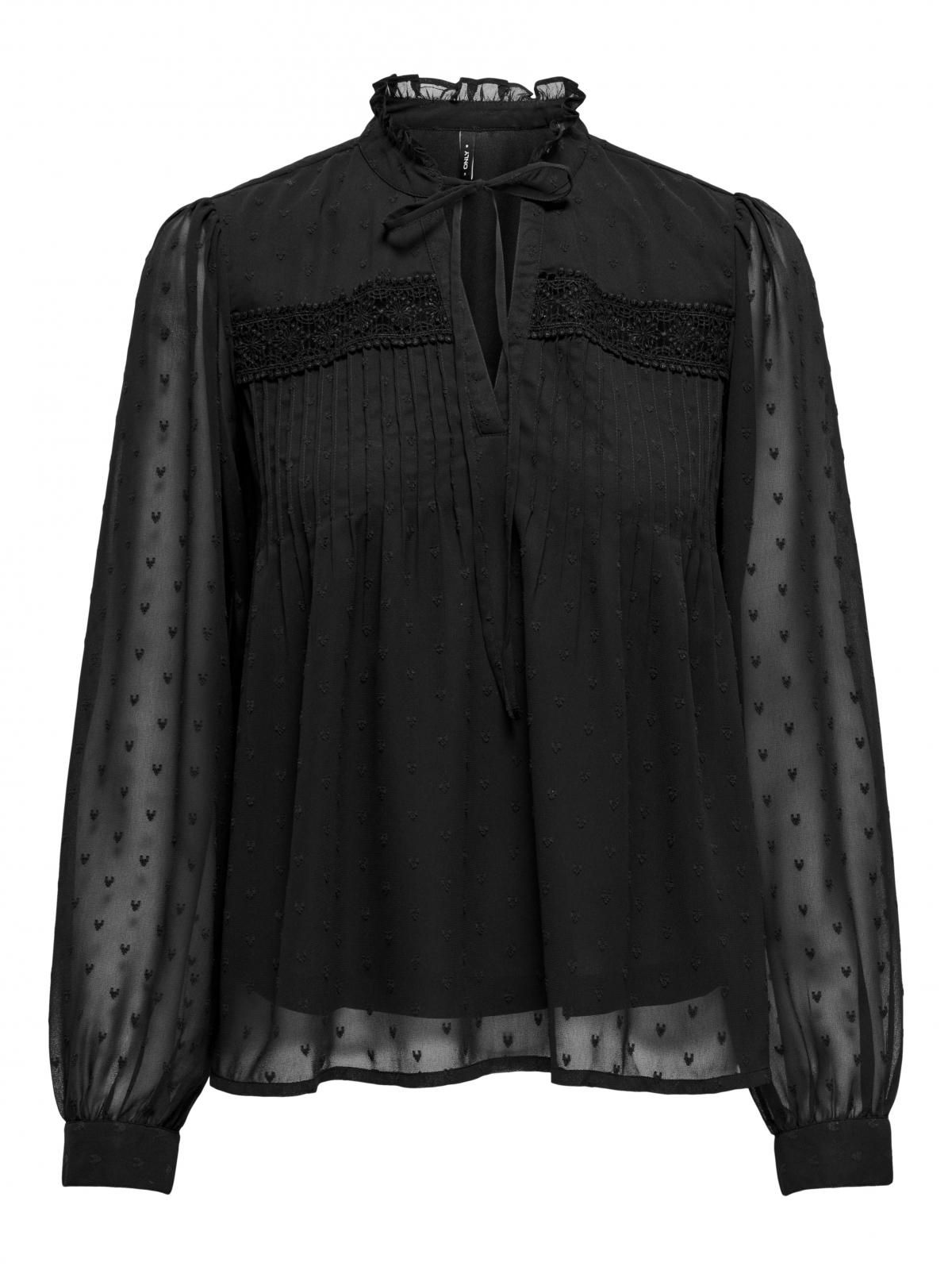 온리 레이스 브이넥 시스루 블라우스 15332840_2161 BLACK / BLACK - 상세 이미지 3