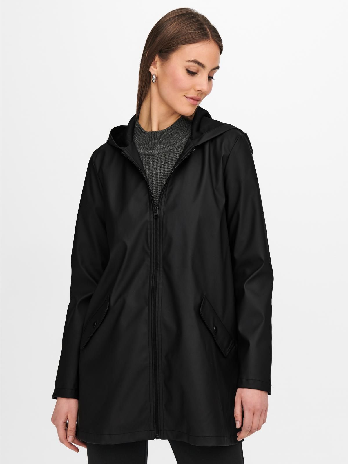 제이디와이 방수 후드 롱 레인코트 15241365_2161 BLACK / BLACK - 메인 이미지