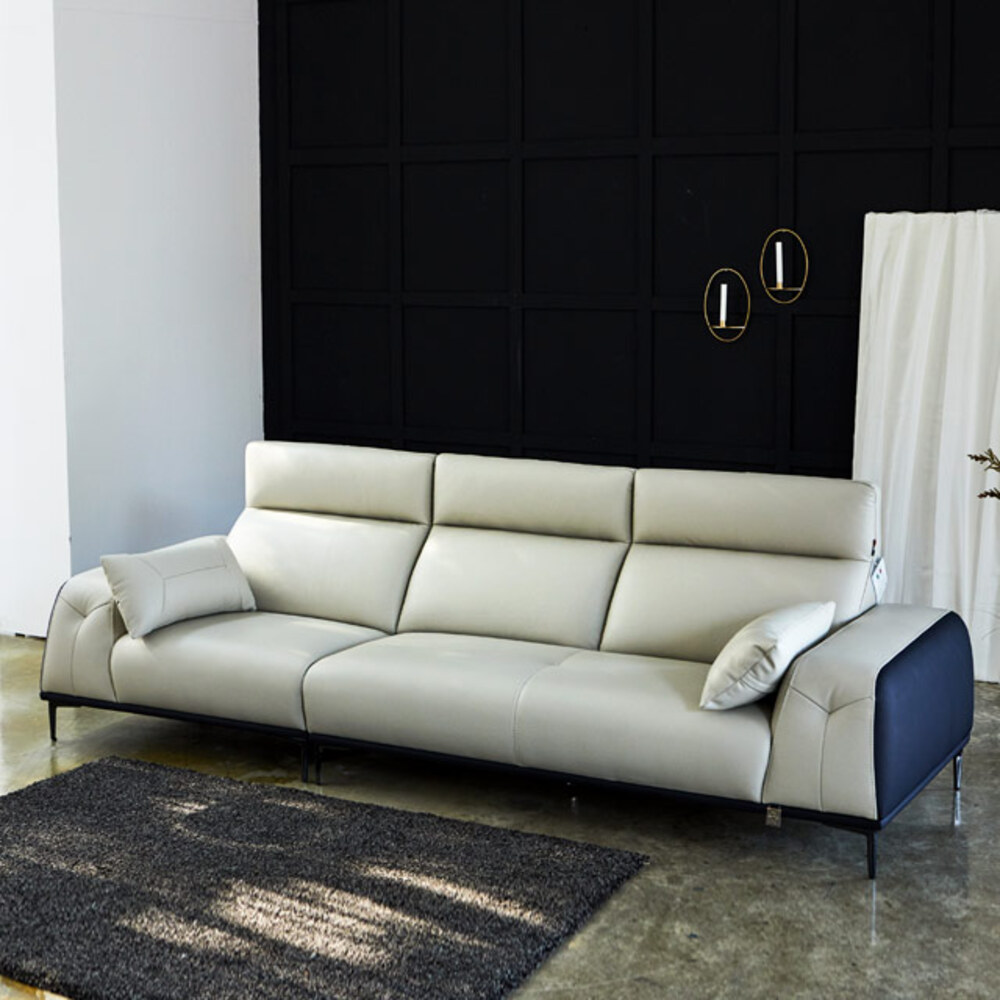 까사홈 모레노 프리미엄 이태리 통가죽 4인 소파