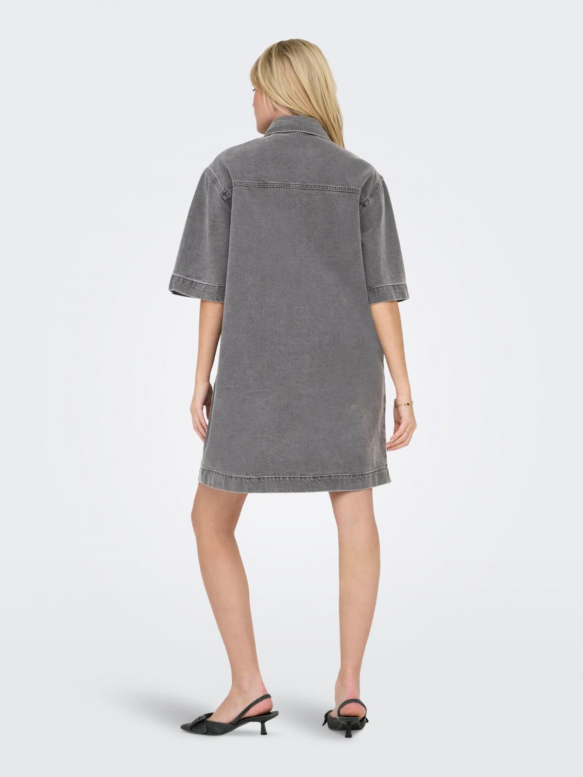 온리 테크니컬 연청 데님 셔츠 미니 원피스 15327766_2105 GREY / MEDIUM GREY DENIM - 상세 이미지 2