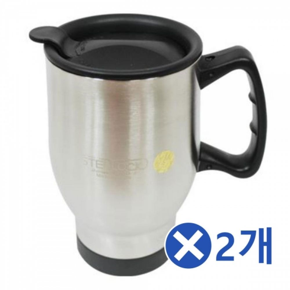 손잡이 뚜껑 스텐머그컵 400mlx2개 캠핑컵 보온머그컵 - 상품 이미지