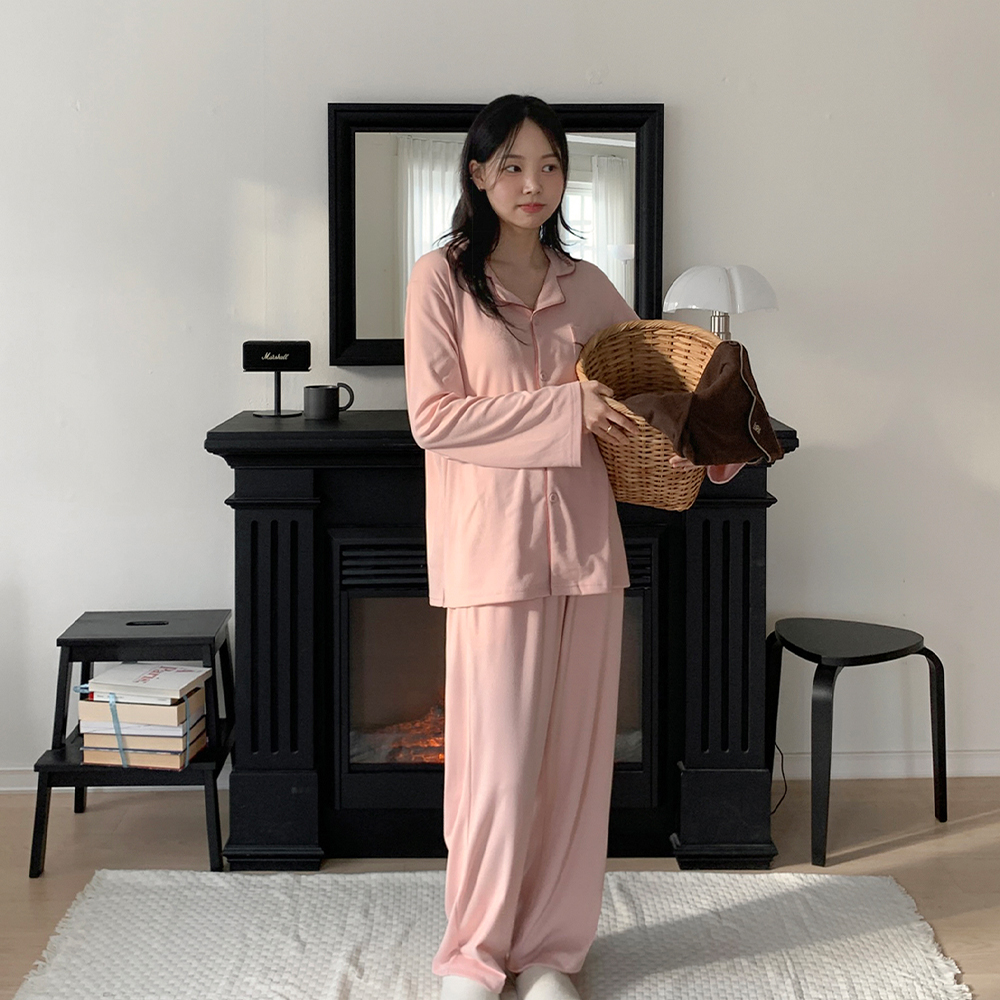 마일리 웜모어 기모 후리스 긴팔 커플파자마 남녀공용 잠옷세트 2color - 상세 이미지 3