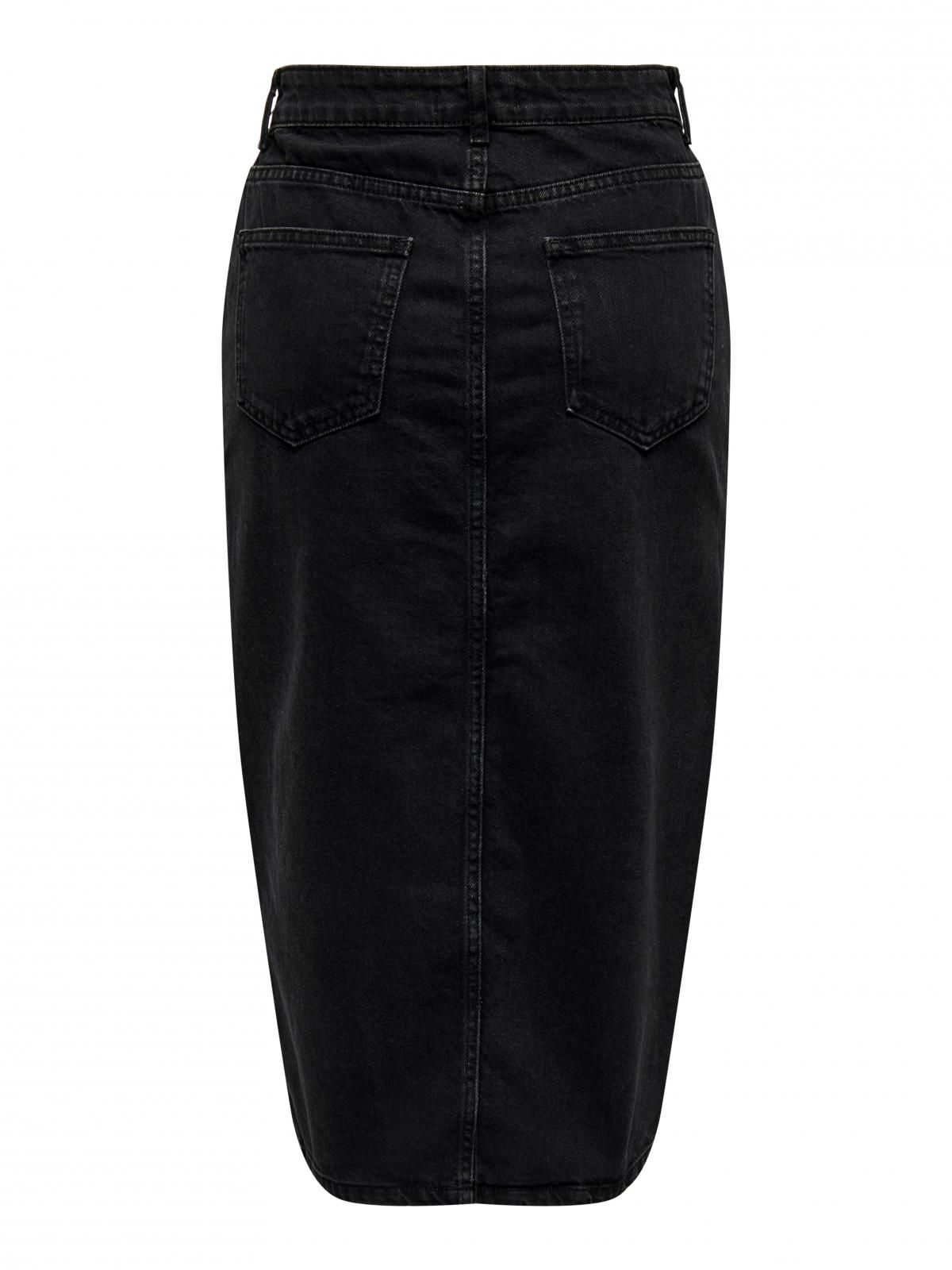 온리 블랙 데님 미디 스커트 슬릿 15319268_8183 BLACK / WASHED BLACK - 상세 이미지 4