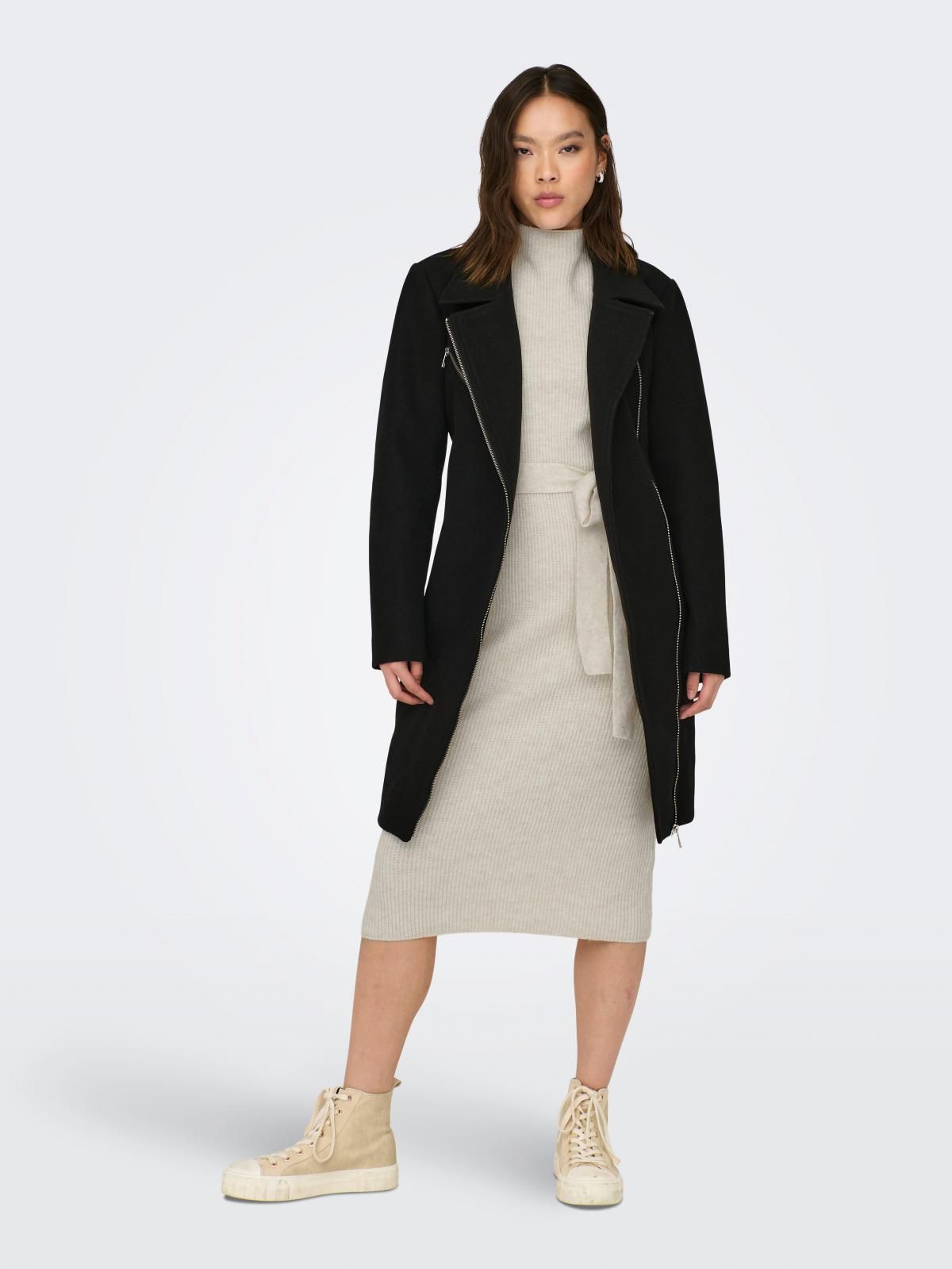 온리 테크니컬 바이커 카라 벨트 롱 코트 15315237_2161_1090027 BLACK / BLACK - 상세 이미지 2