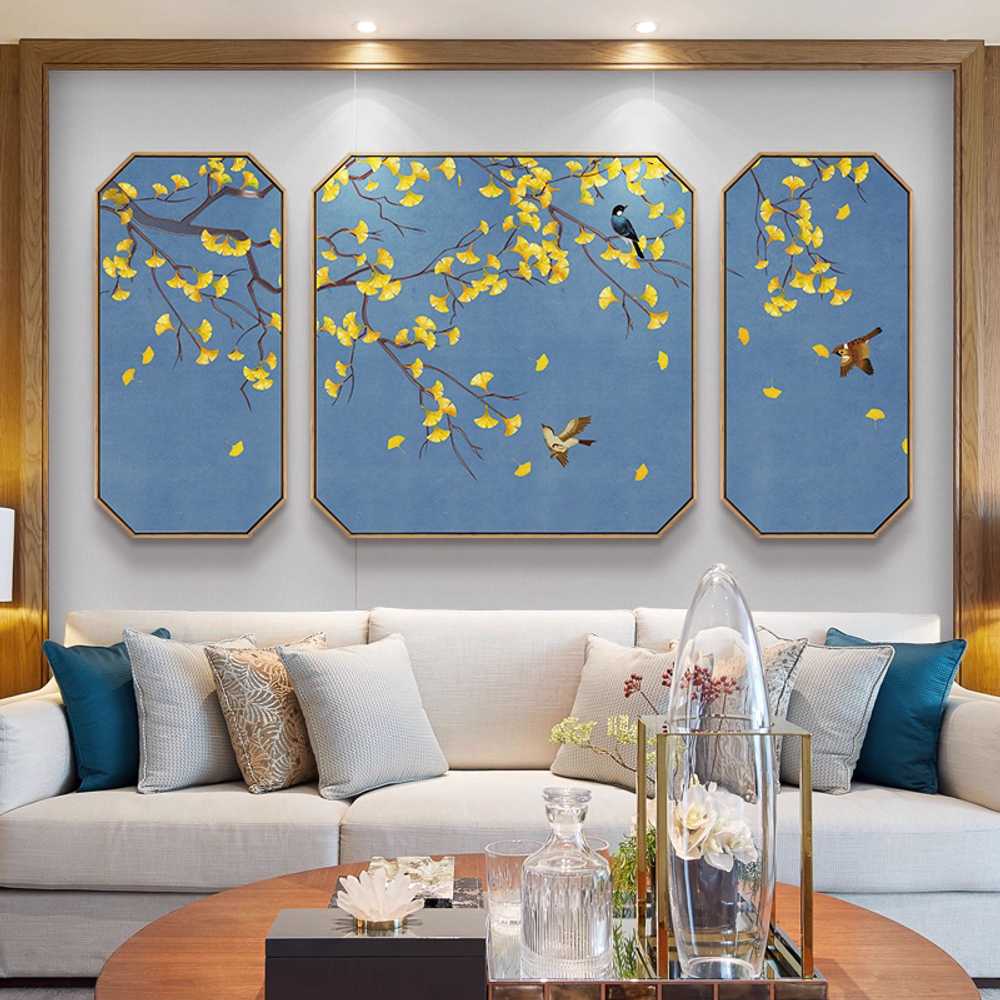중국 전통 액자 벽걸이 인테리어 동양 예술 장식품 A형 35x70cm+70x70cm - 상세 이미지 5
