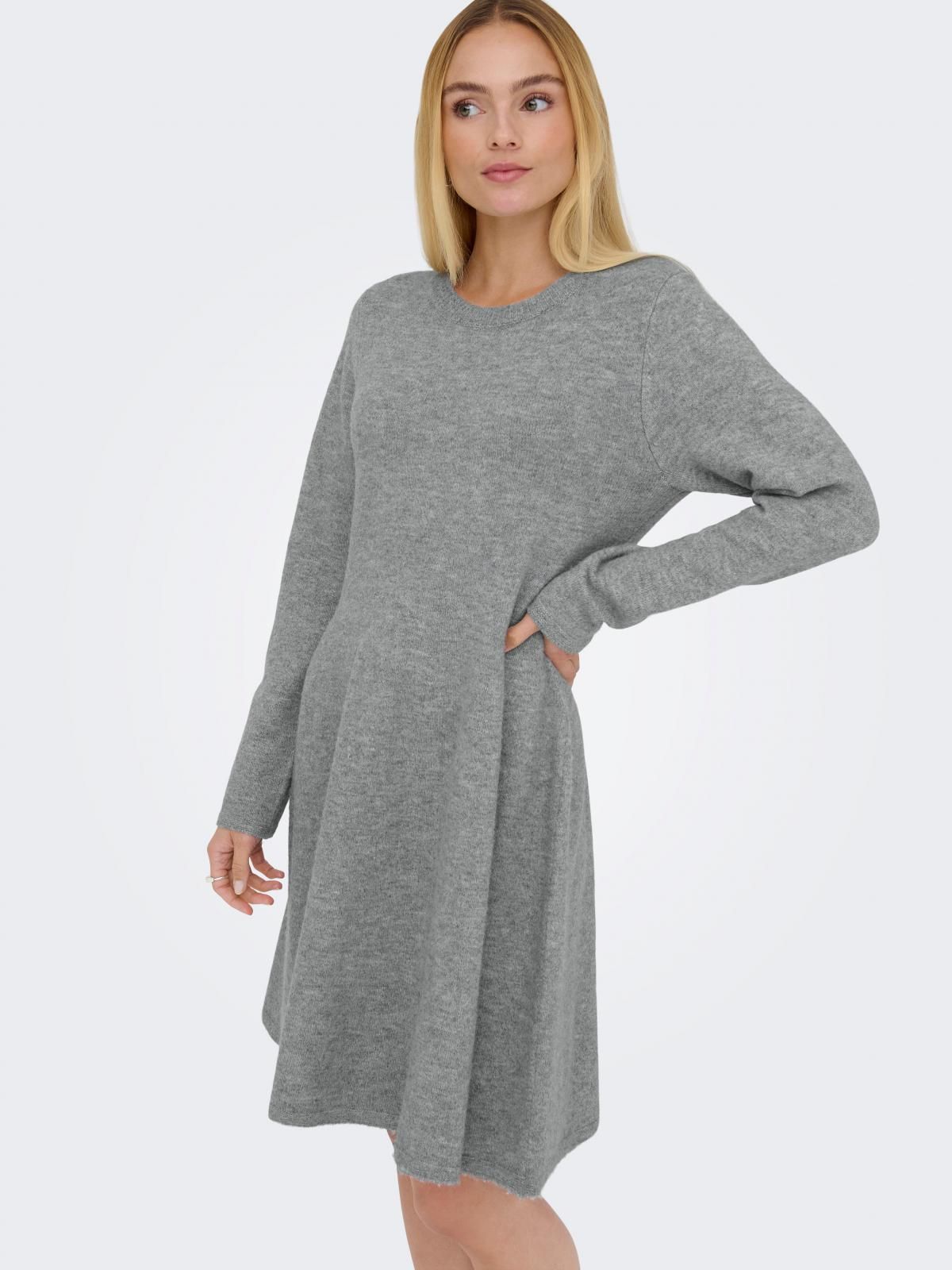 제이디와이 플랫니트 라운드넥 미디 원피스 15366496_2381 GREY / LIGHT GREY MELANGE - 상품 이미지