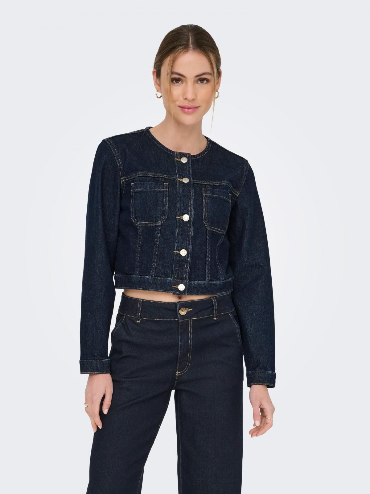 온리 테크니컬 데님 크롭 재킷 15356828_2114_1216558 BLUE / DARK BLUE DENIM - 상세 이미지 2