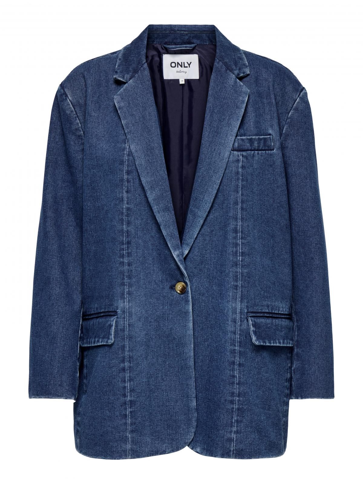 온리 데님 오버핏 테일러드 블레이저 15338592_2115 BLUE / MEDIUM BLUE DENIM - 상세 이미지 3
