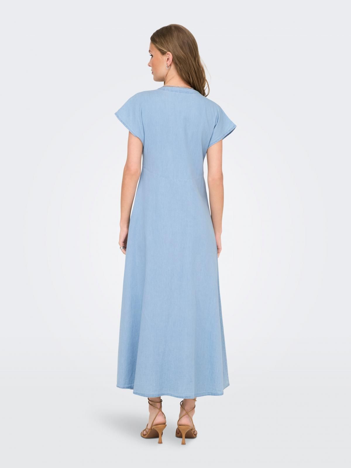 온리 썸머 브이넥 롱 원피스 버튼업 15358776_2116 BLUE / LIGHT BLUE DENIM - 상세 이미지 2