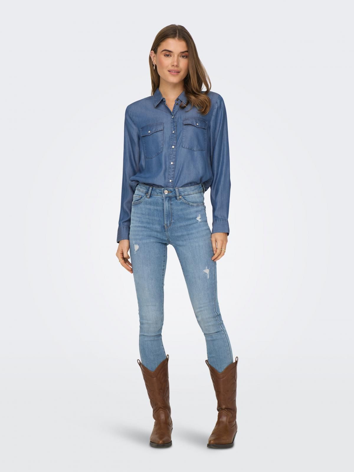 제이디와이 테크니컬 데님 긴팔 셔츠 15317274_2115 BLUE / MEDIUM BLUE DENIM - 상세 이미지 5