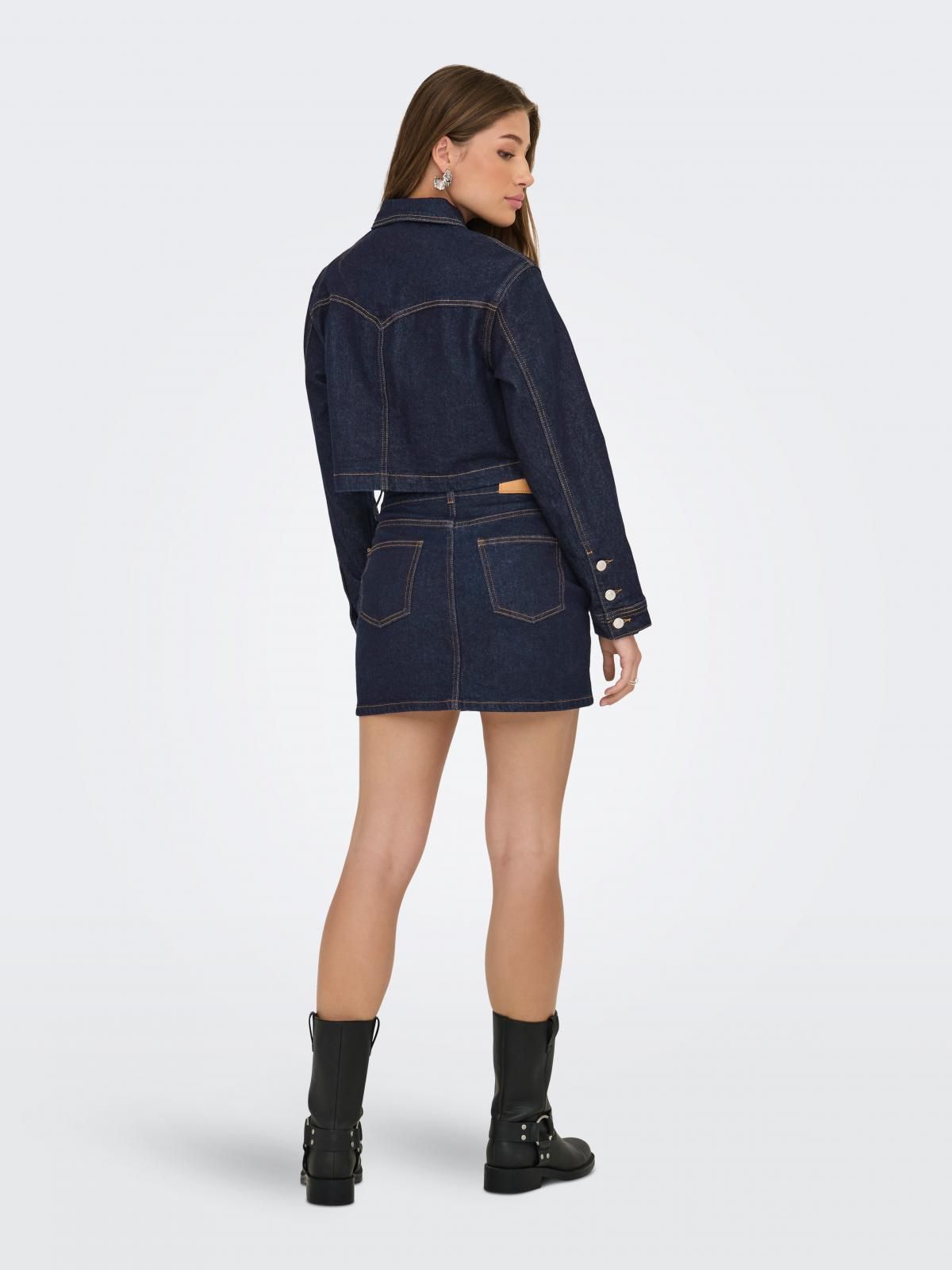 온리 다크데님 크롭 데님 재킷 15352049_2114_1200238 BLUE / DARK BLUE DENIM - 상세 이미지 3