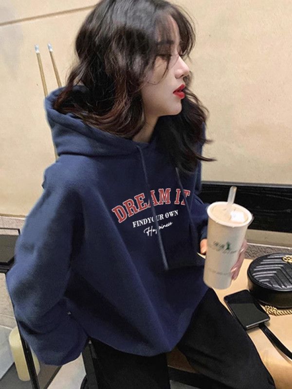 루즈핏 레터링 프린팅 오버핏 긴팔 후드티셔츠 남녀공용 캐주얼 데일리 베이직 티셔츠 봄 가을 겨울 - 상세 이미지 2