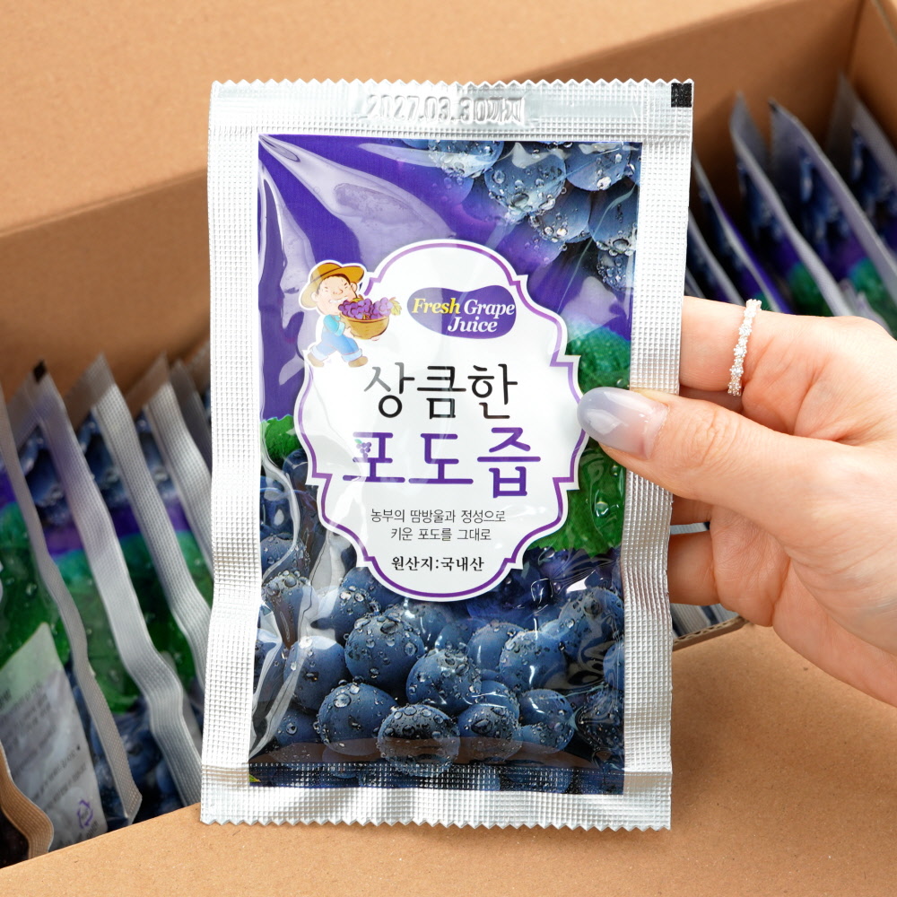 깔끔한 [ 유기농 포도즙 100ml 25봉 ] 국산 거봉 켐벨 생즙 착즙 주스 개별포장 - 상세 이미지 3