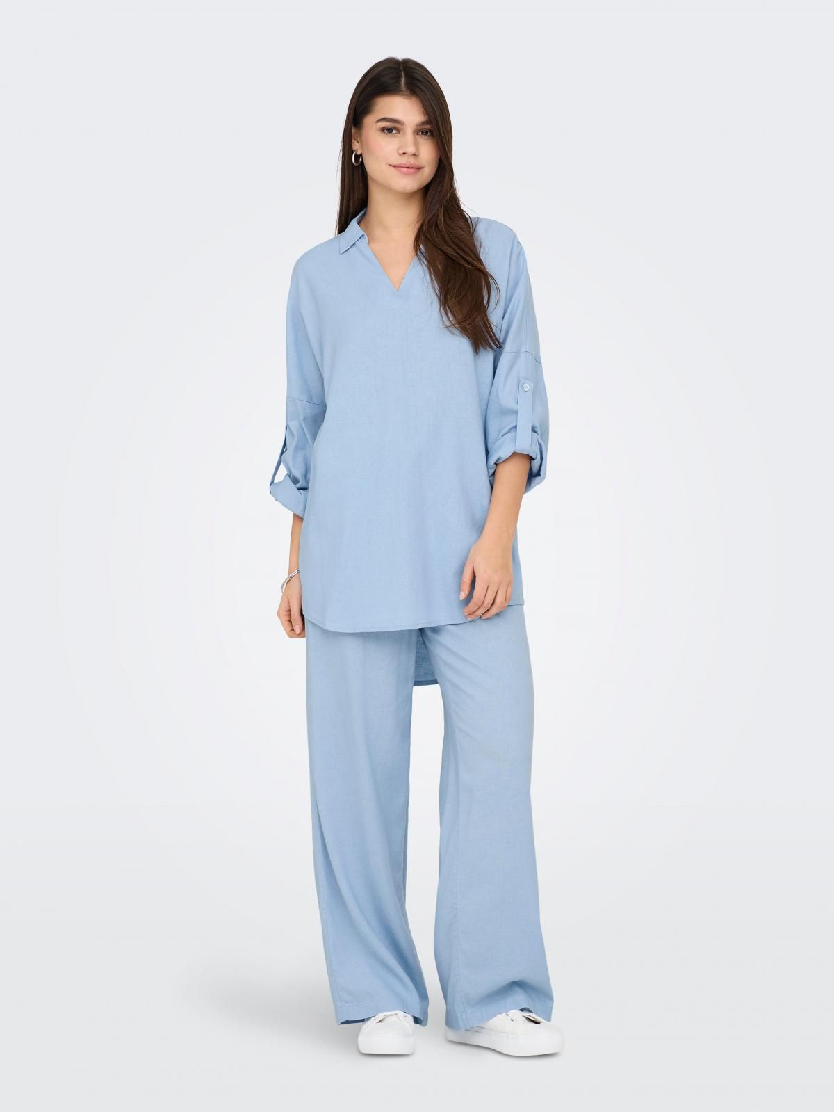 온리 리조트카라 루즈핏 7부 튜닉 블라우스 15338898_1243 BLUE / CASHMERE BLUE - 상세 이미지 2