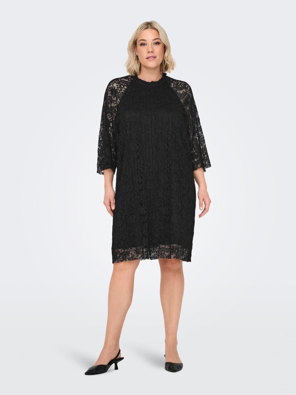 온리 레이스 블랙 미니 원피스 라운드넥 15334212_2161 BLACK / BLACK - 상품 이미지
