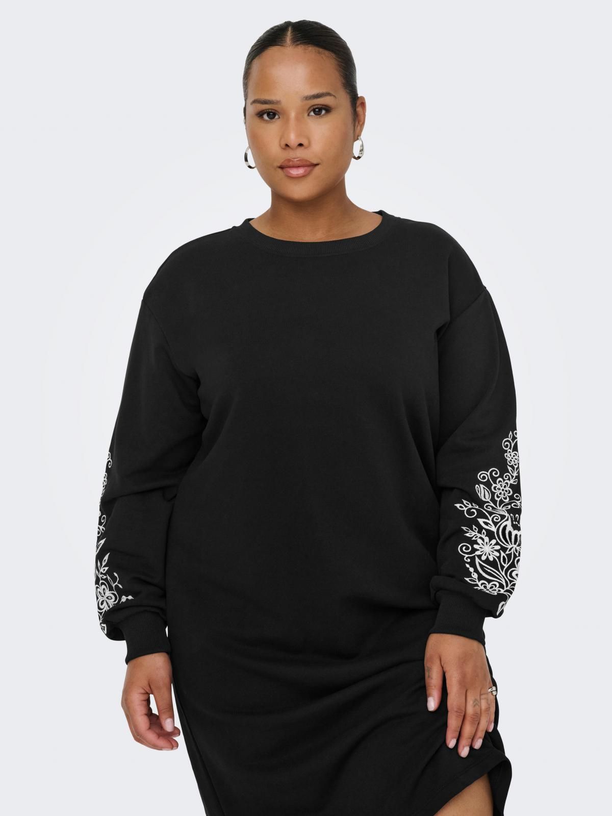 온리 빅사이즈 플라워 자수 미디 원피스 15356509_2161_1215038 BLACK / BLACK 이미지 6
