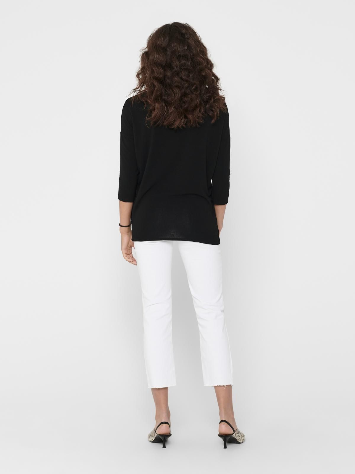 온리 베이직 루즈핏 라운드넥 7부 티셔츠 15157920_2161 BLACK / BLACK - 상세 이미지 2