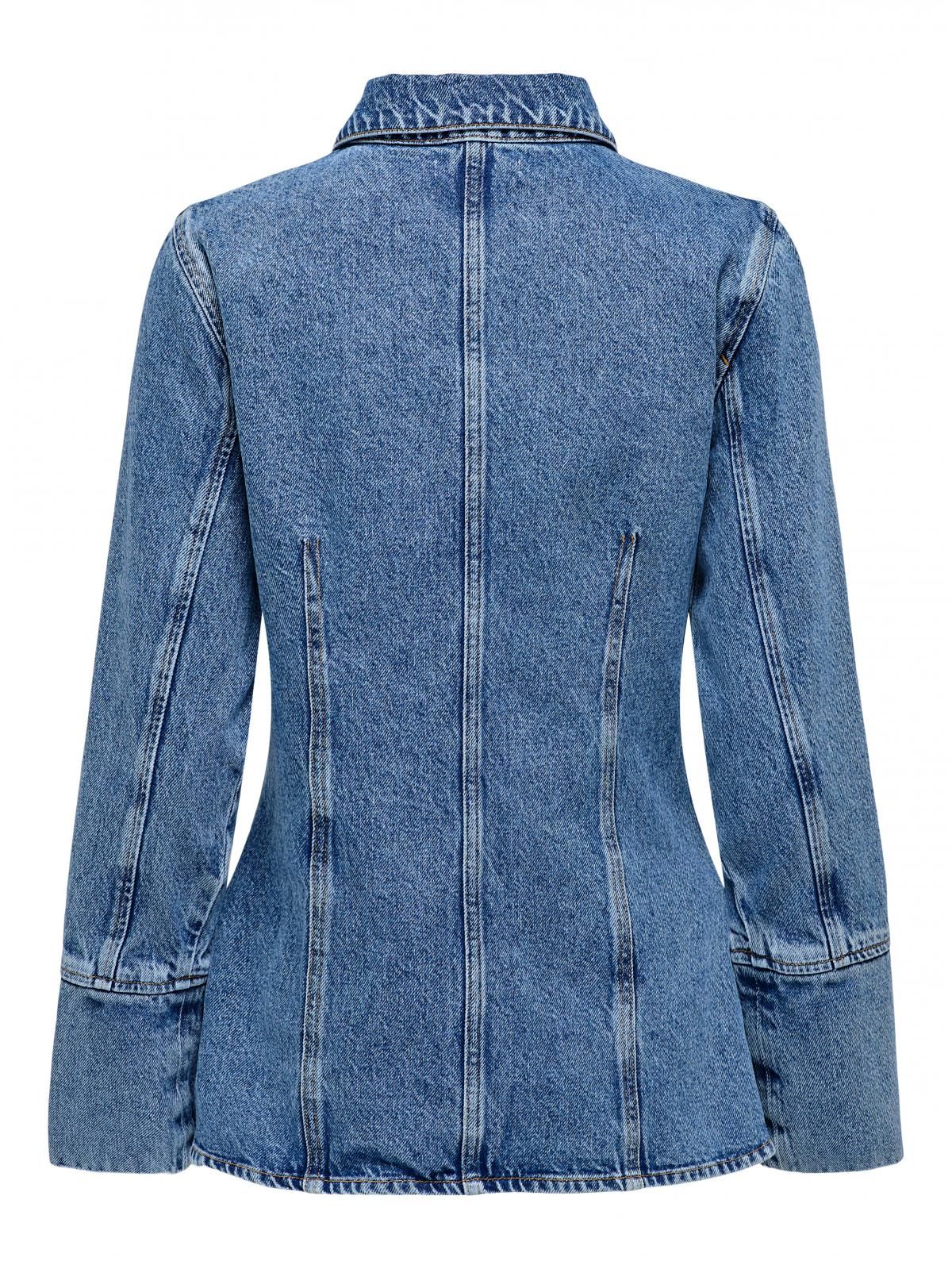 온리 슬림핏 테크니컬 캐주얼 데님 셔츠 15340935_2115 BLUE / MEDIUM BLUE DENIM - 상세 이미지 4