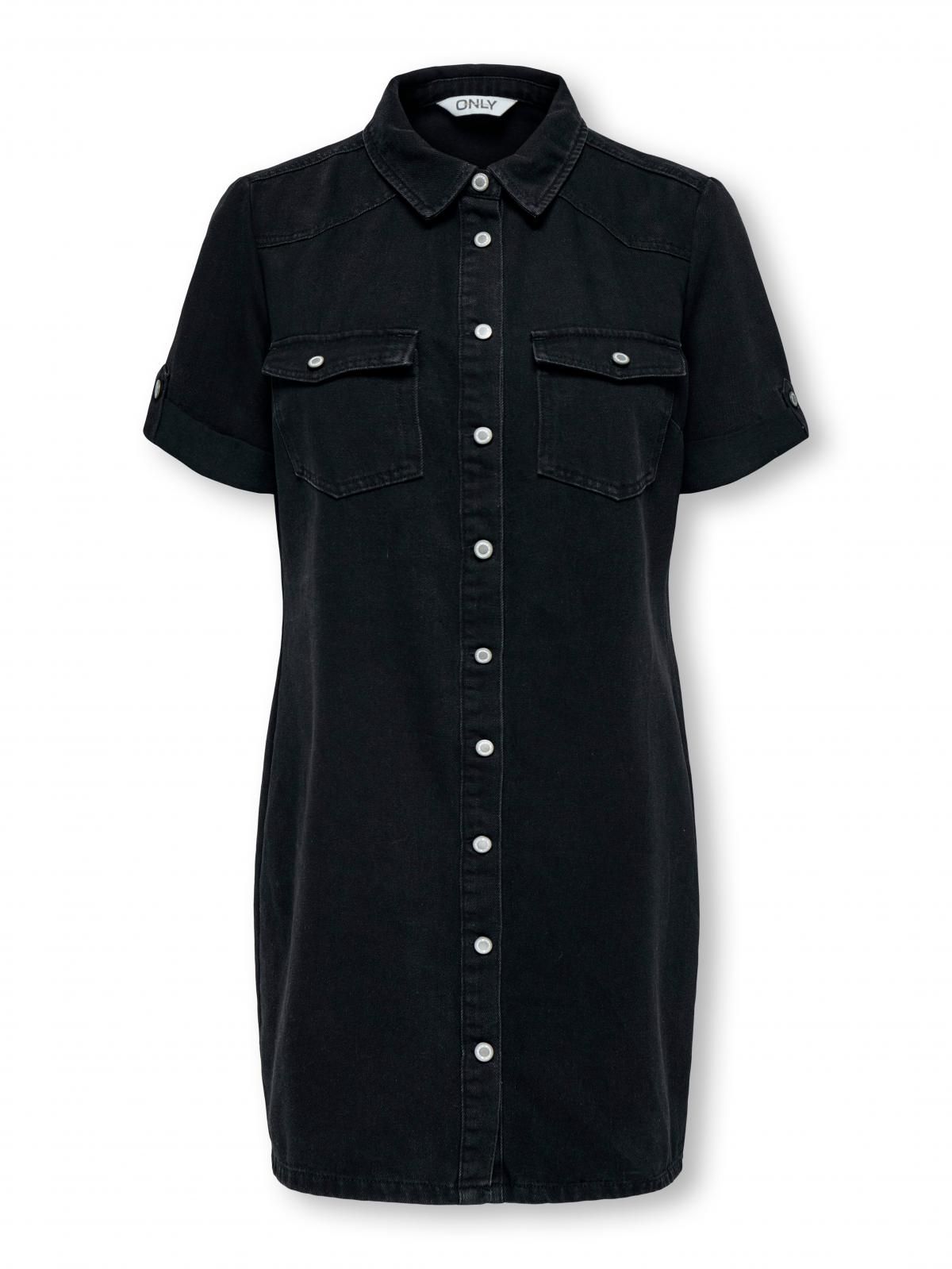 온리 트렌디 데님 미니 셔츠 원피스 15353176_8183 BLACK / WASHED BLACK - 상세 이미지 3