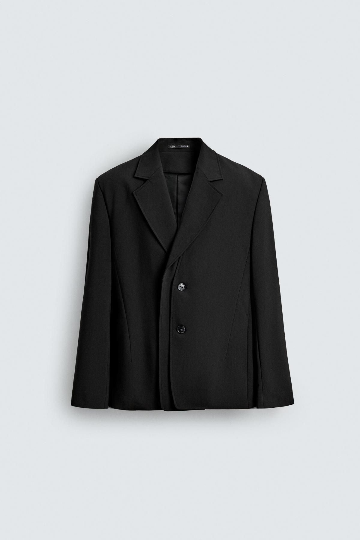자라 블랙 탈착 라펠 테일러드 블레이저 7380/450 BLACK - 상품 이미지