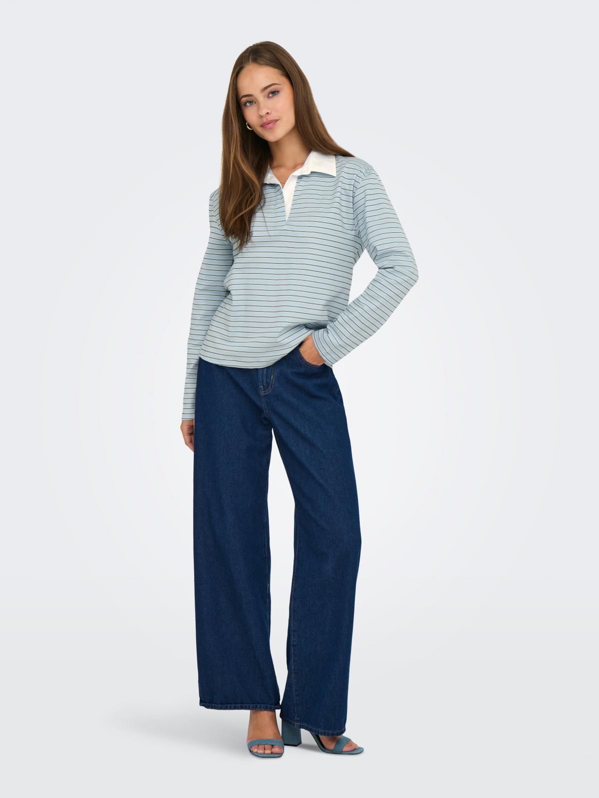 제이디와이 스트라이프 카라 긴팔 셔츠 15354378_1243_1208353 BLUE / CASHMERE BLUE - 상세 이미지 5