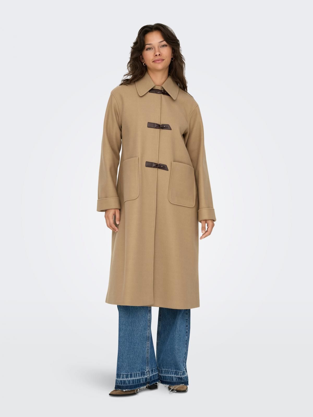 온리 베이직 클래식 롱 코트 15358223_240 BROWN / TANNIN - 상세 이미지 5