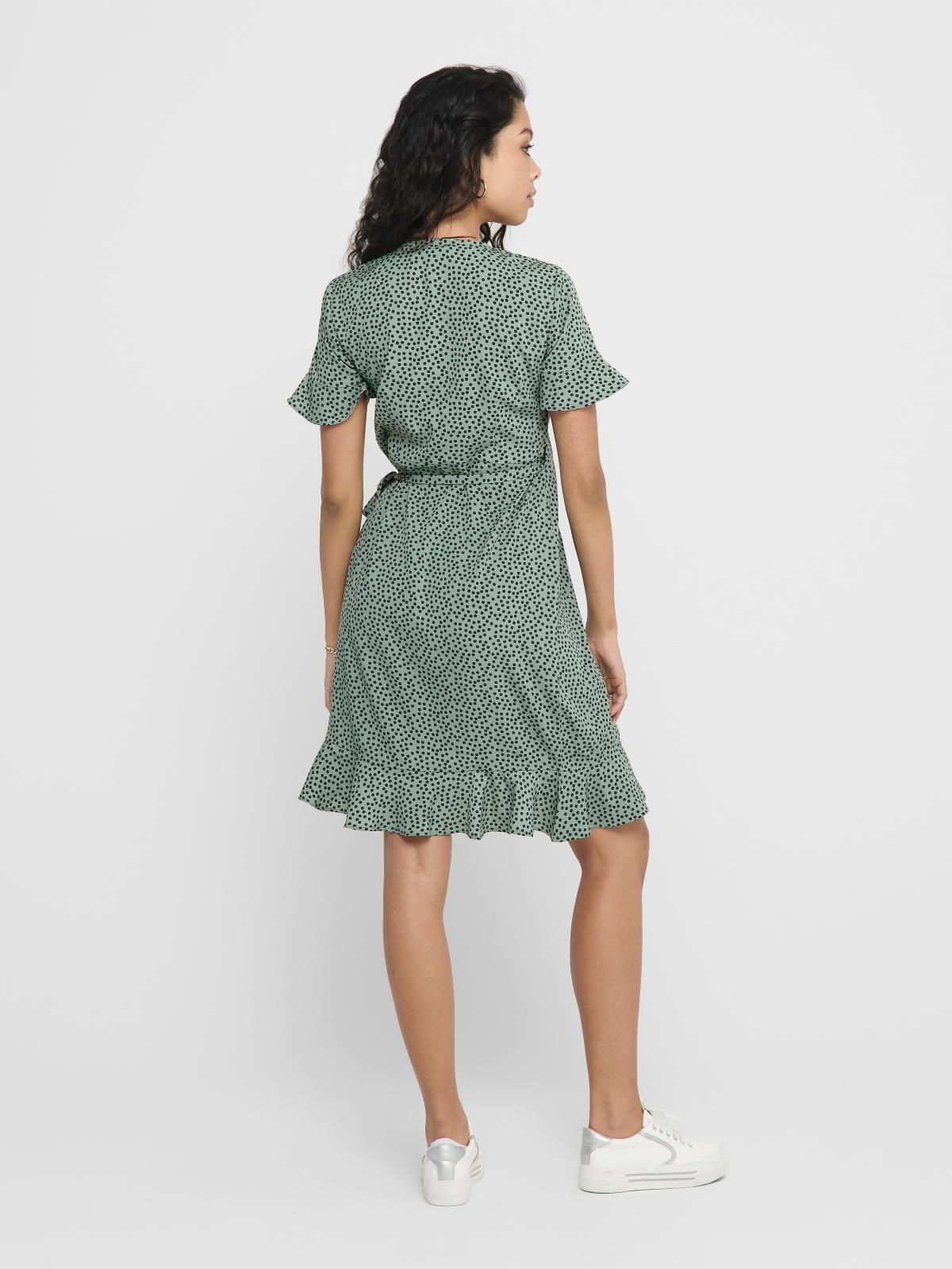 온리 페미닌 프릴 랩 미니 원피스 V넥 15206407_1467_780580 GREY / CHINOIS GREEN - 상세 이미지 2