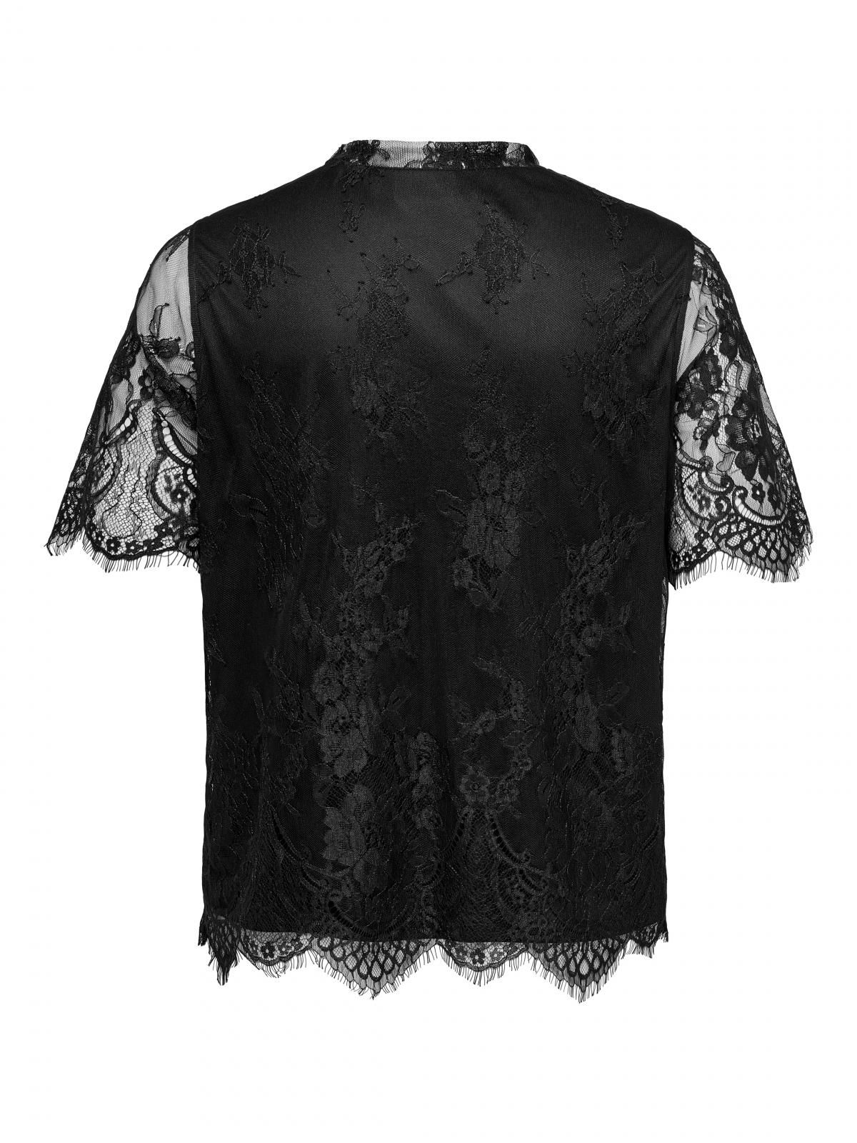 온리 빅사이즈 레이스 하이넥 탑 15344804_2161 BLACK / BLACK - 상세 이미지 4