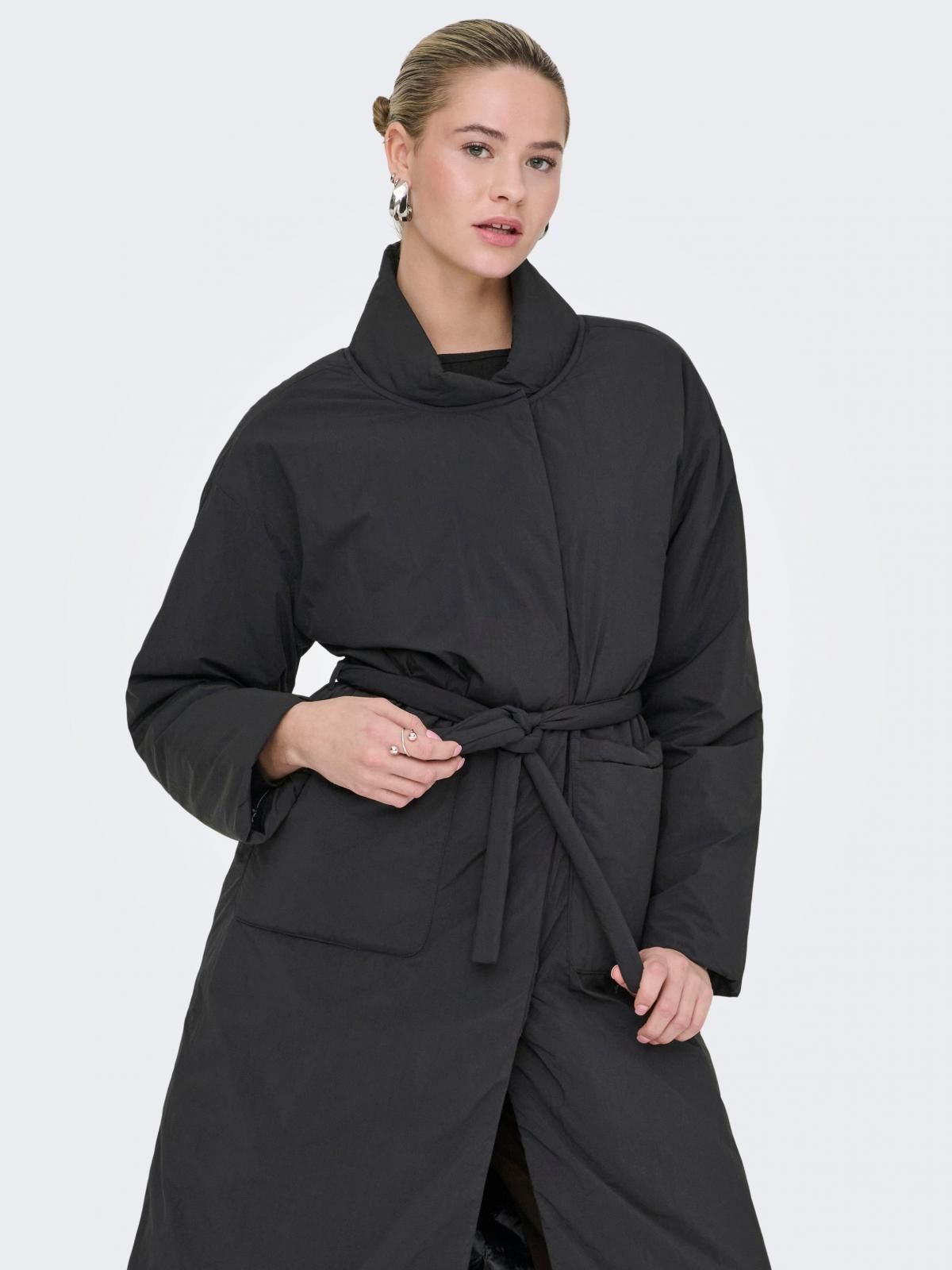 온리 벨티드 롱 패딩 코트 15353154_2161 BLACK / BLACK - 상세 이미지 4