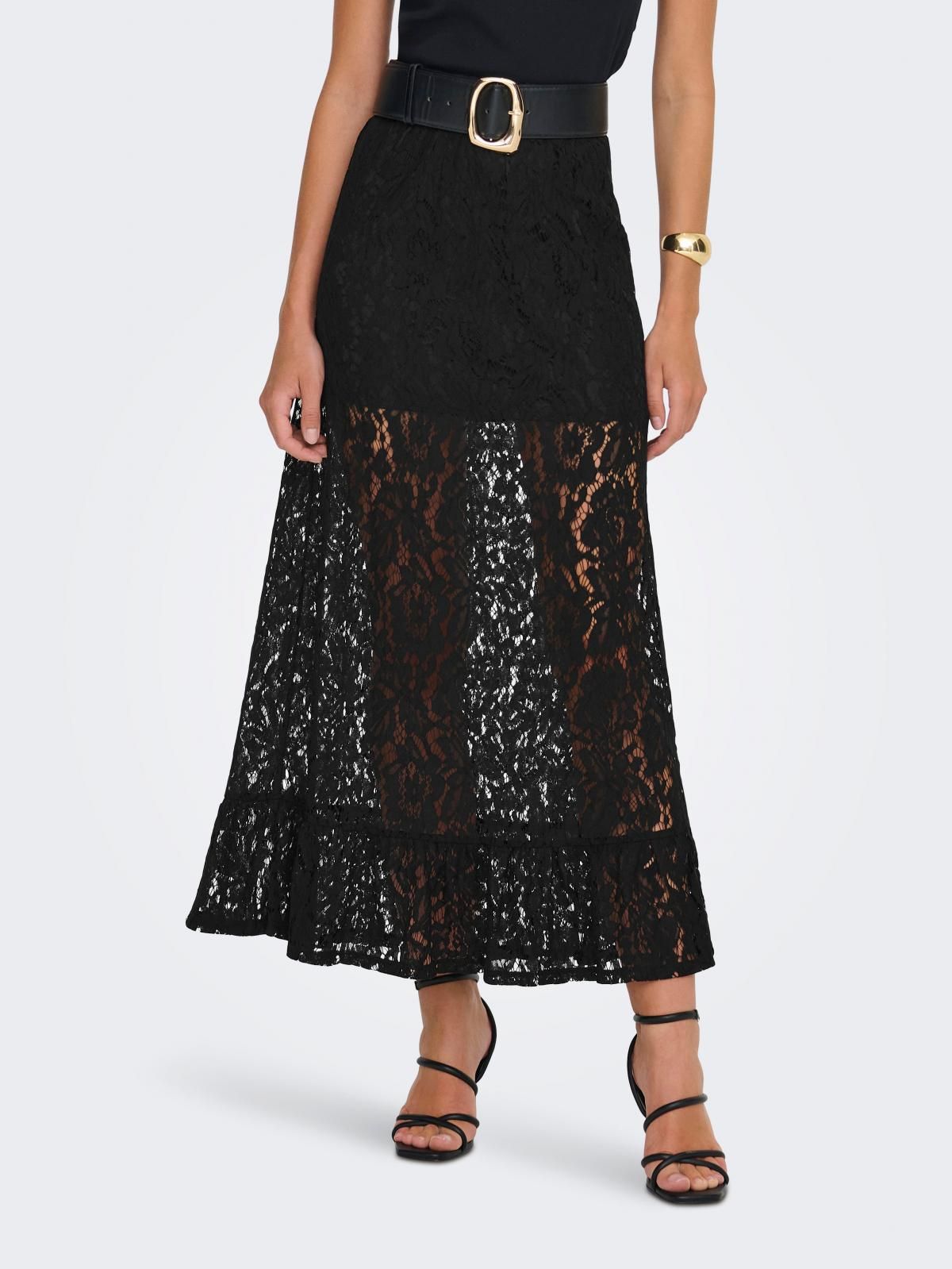 제이디와이 레이스 엘라스틱 롱 스커트 15361647_2161 BLACK / BLACK - 상품 이미지