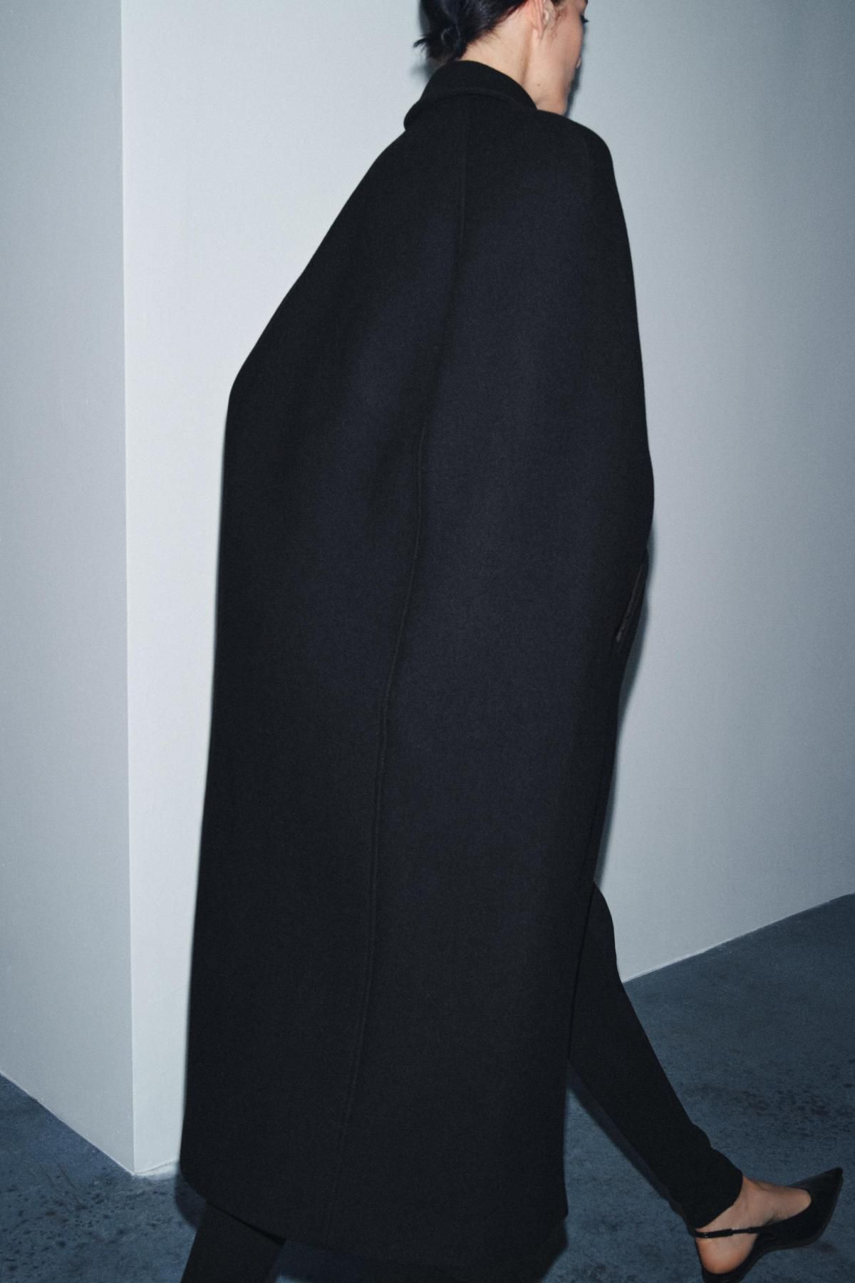 자라 한정판 울블렌드 케이프 롱코트 블랙 7179/246 BLACK - 상세 이미지 4