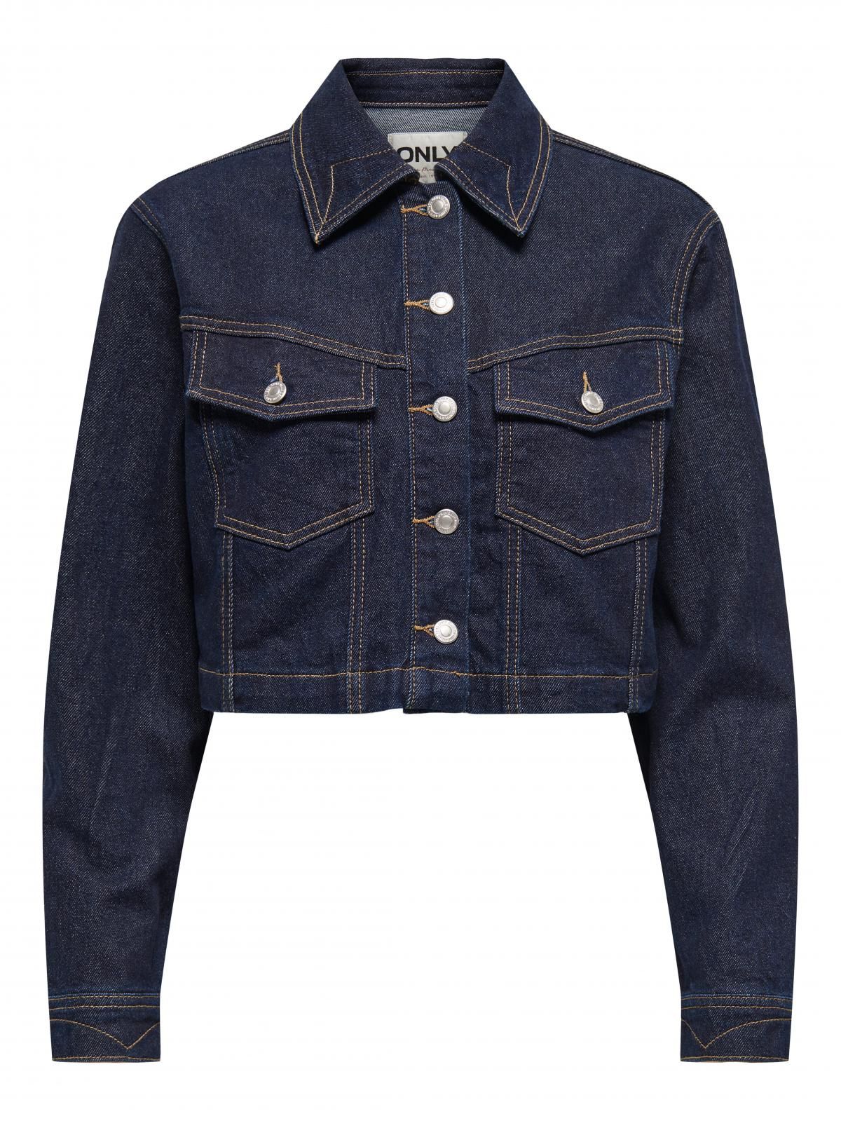 온리 다크데님 크롭 데님 재킷 15352049_2114_1200238 BLUE / DARK BLUE DENIM - 상세 이미지 4
