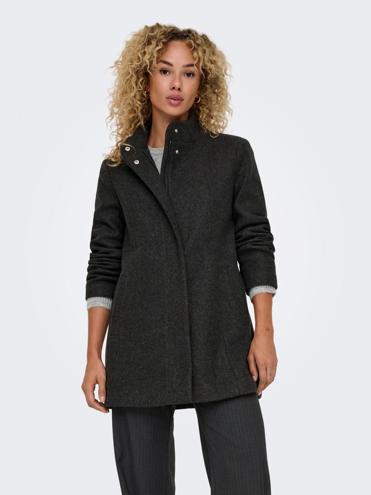 온리 테크니컬 하이넥 롱 코트 15332960_2383 GREY / DARK GREY MELANGE - 상품 이미지