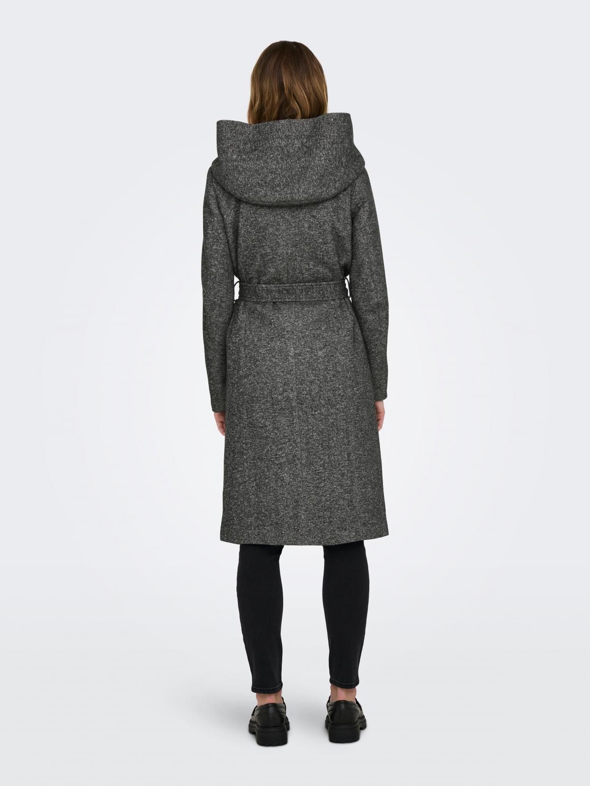 온리 후드 하이넥 롱 벨트 코트 15317976_2383 GREY / DARK GREY MELANGE - 상세 이미지 2