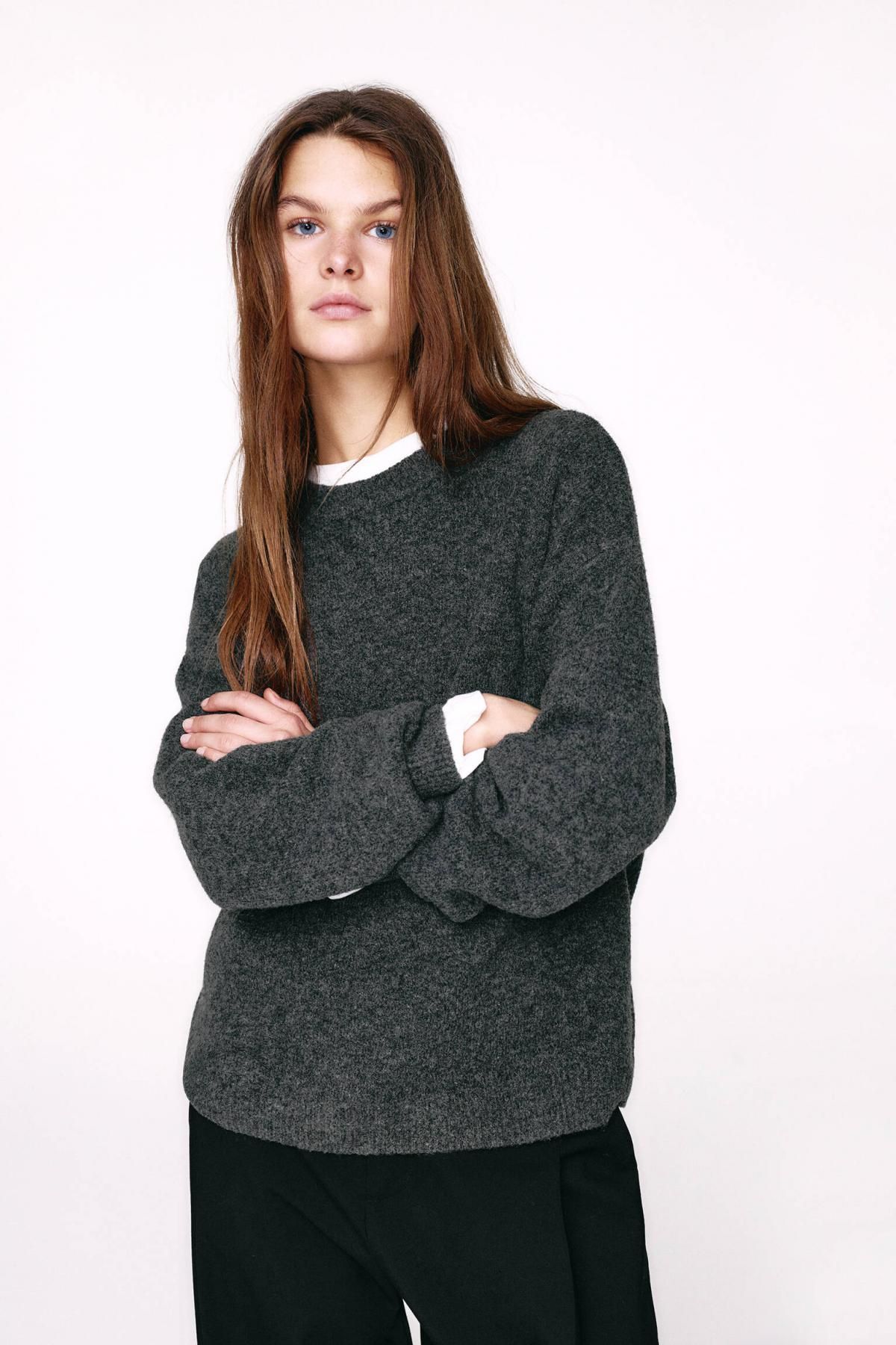 풀앤베어 소프트 라운드넥 니트 스웨터 7550/305 ANTHRACITE GREY - 상세 이미지 3