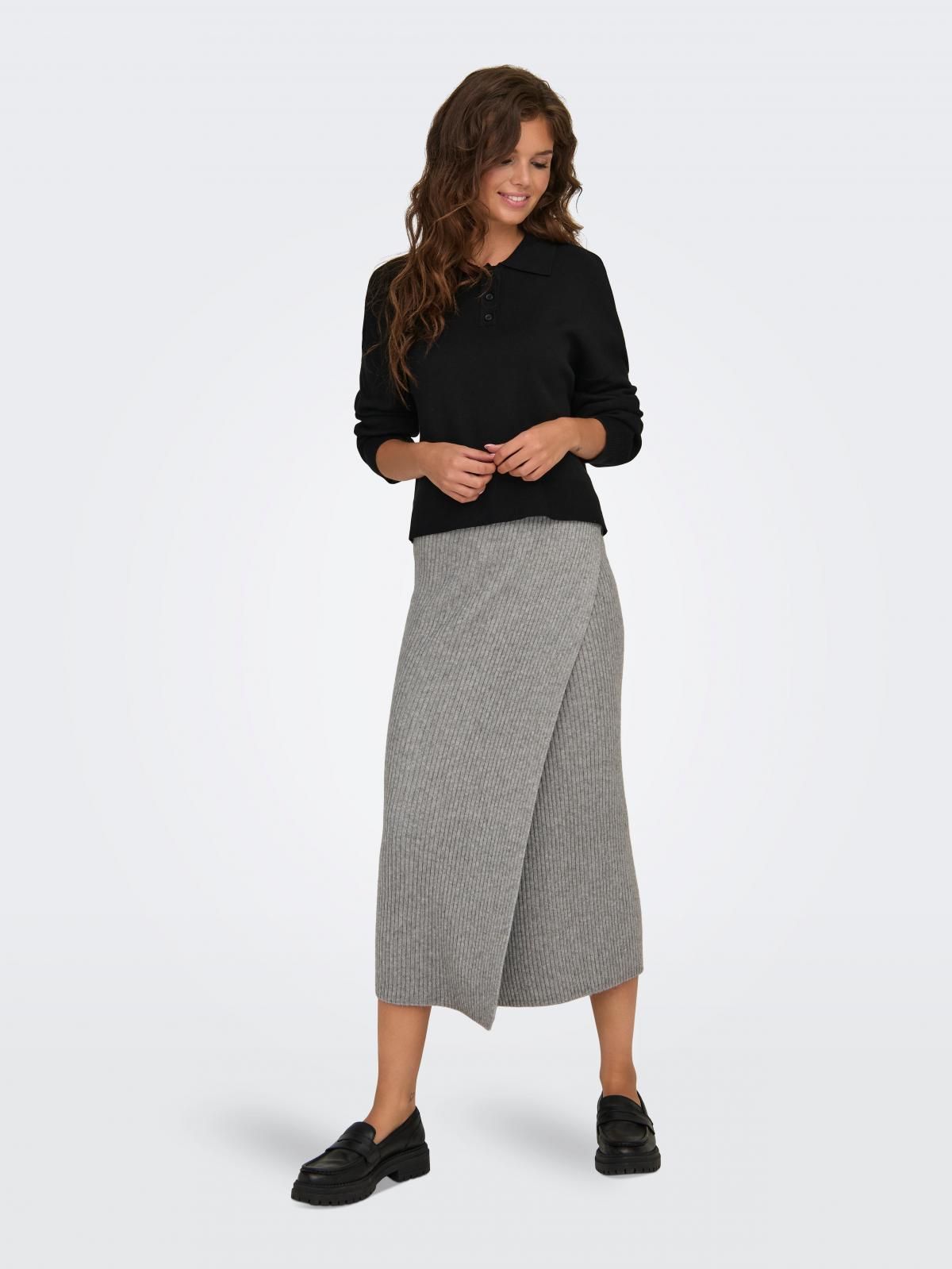 온리 미니멀 랩 미디 스커트 15324653_2382 GREY / MEDIUM GREY MELANGE - 상세 이미지 5