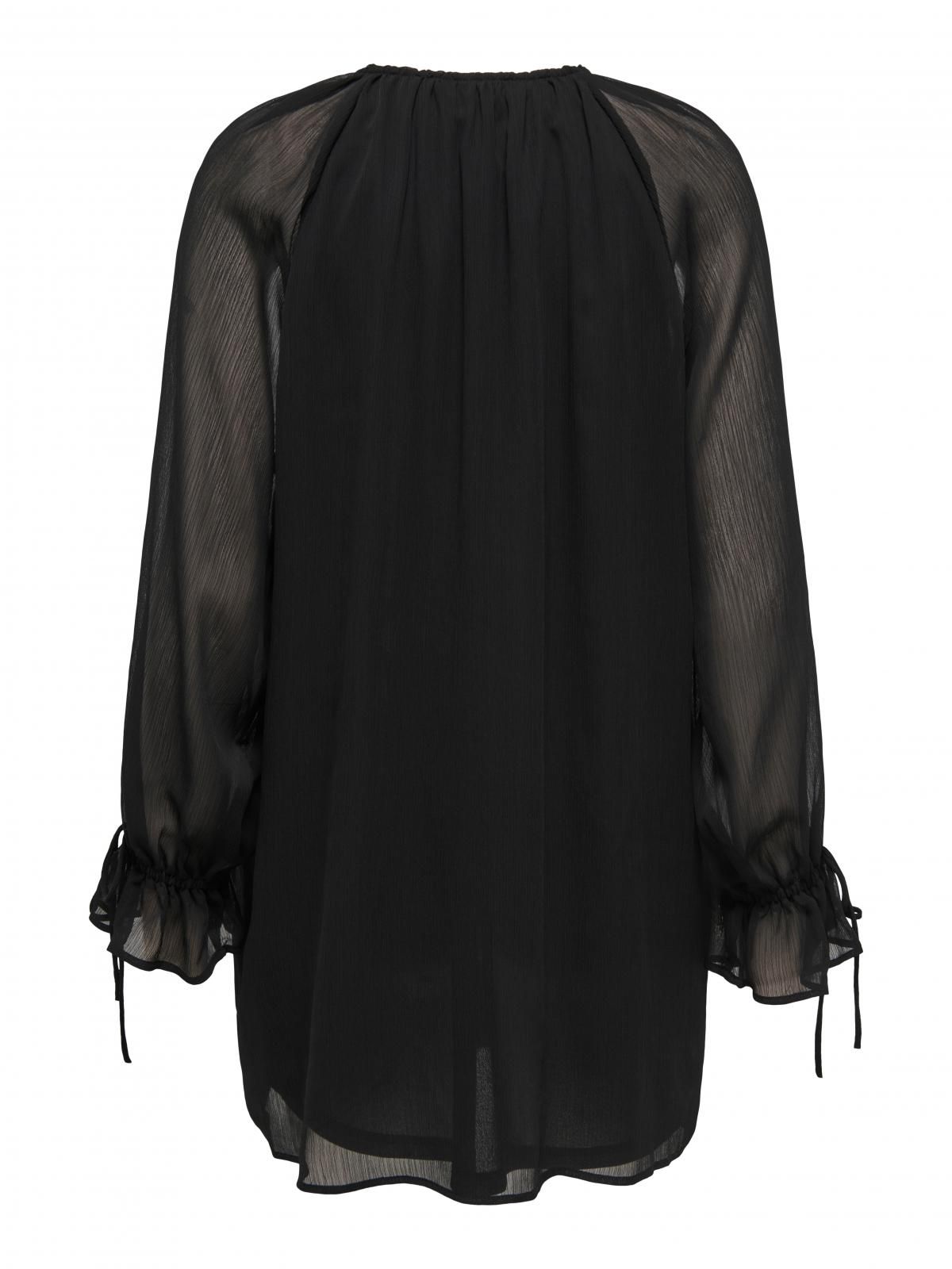 온리 시스루 프릴 브이넥 쉬폰 미니 원피스 15362412_2161 BLACK / BLACK - 상세 이미지 4