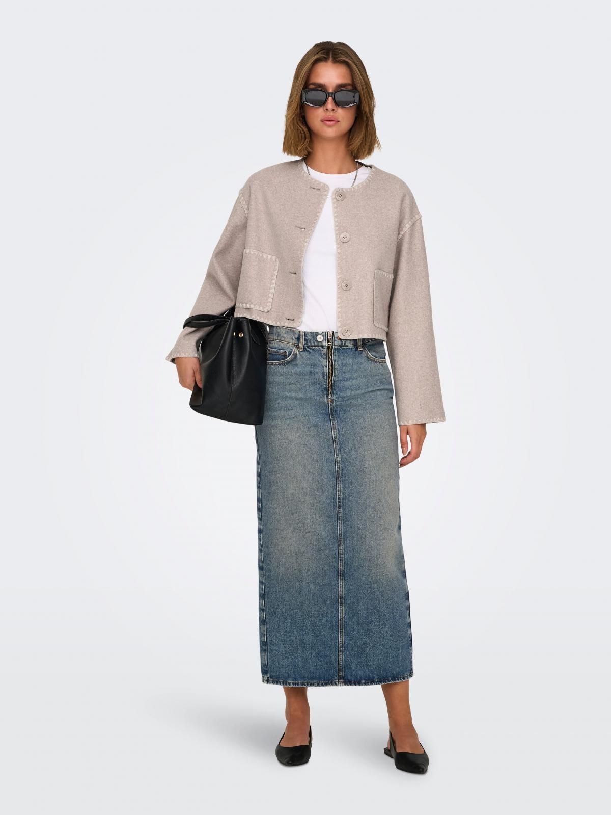 온리 포켓 버튼 데님 롱 스커트 15332415_2115 BLUE / MEDIUM BLUE DENIM - 상세 이미지 5