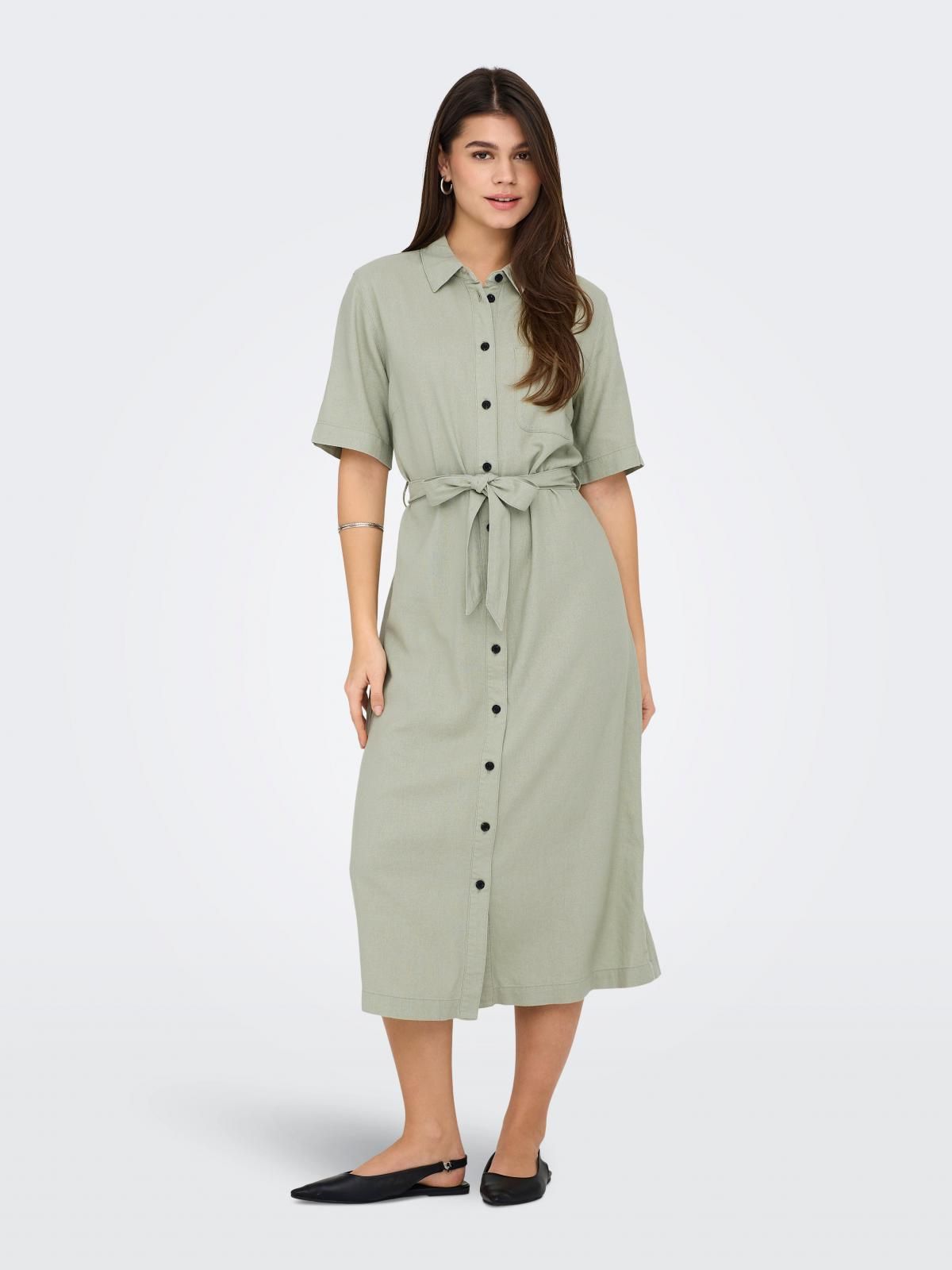 온리 미니멀 벨트 롱 셔츠 원피스 15338884_1900 GREY / TEA - 상품 이미지